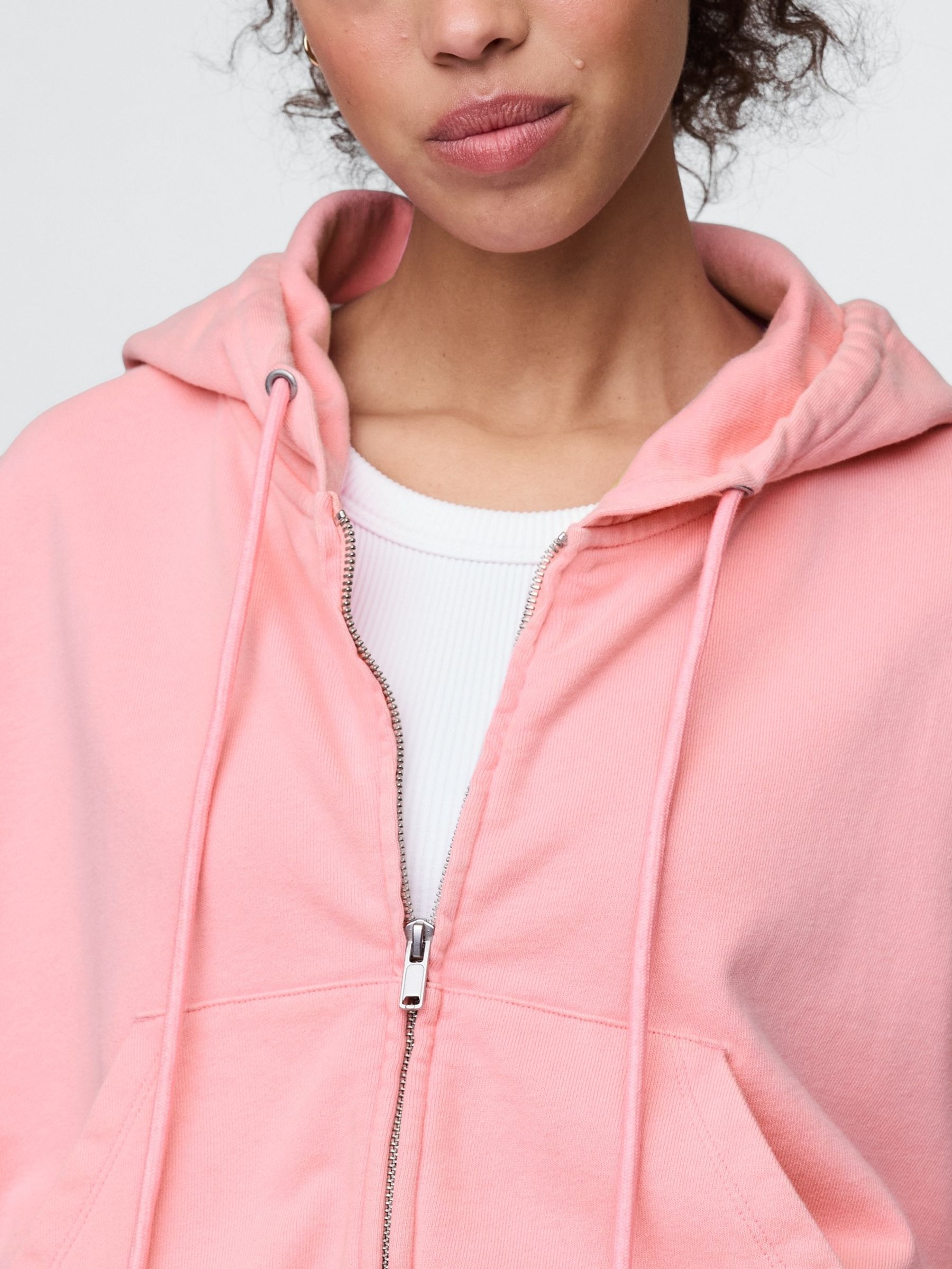 Pink Heavyweight French Terry Oversized Zip Wedge Hoodie - Image 3 of 4