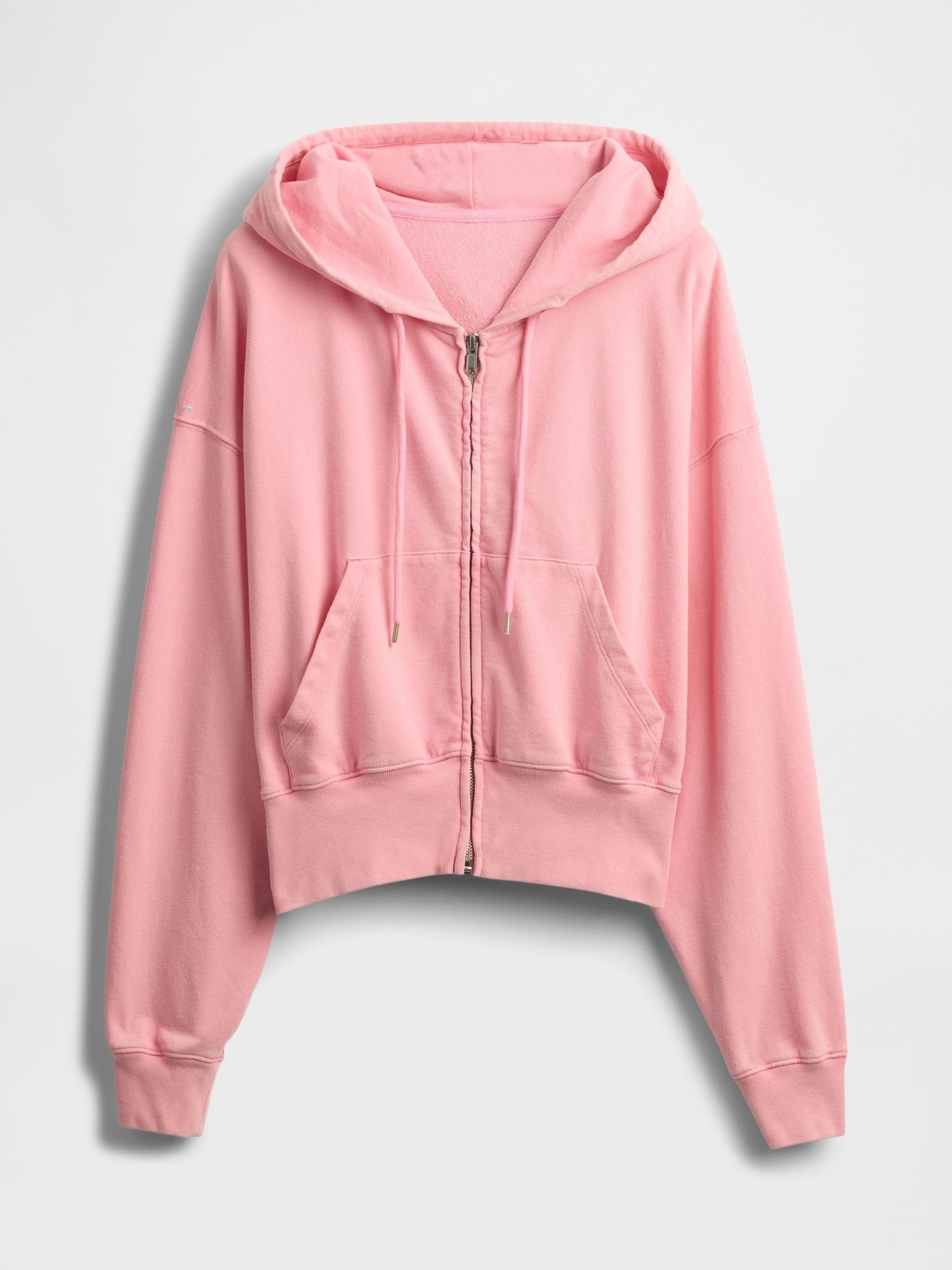 Pink Heavyweight French Terry Oversized Zip Wedge Hoodie - Image 4 of 4
