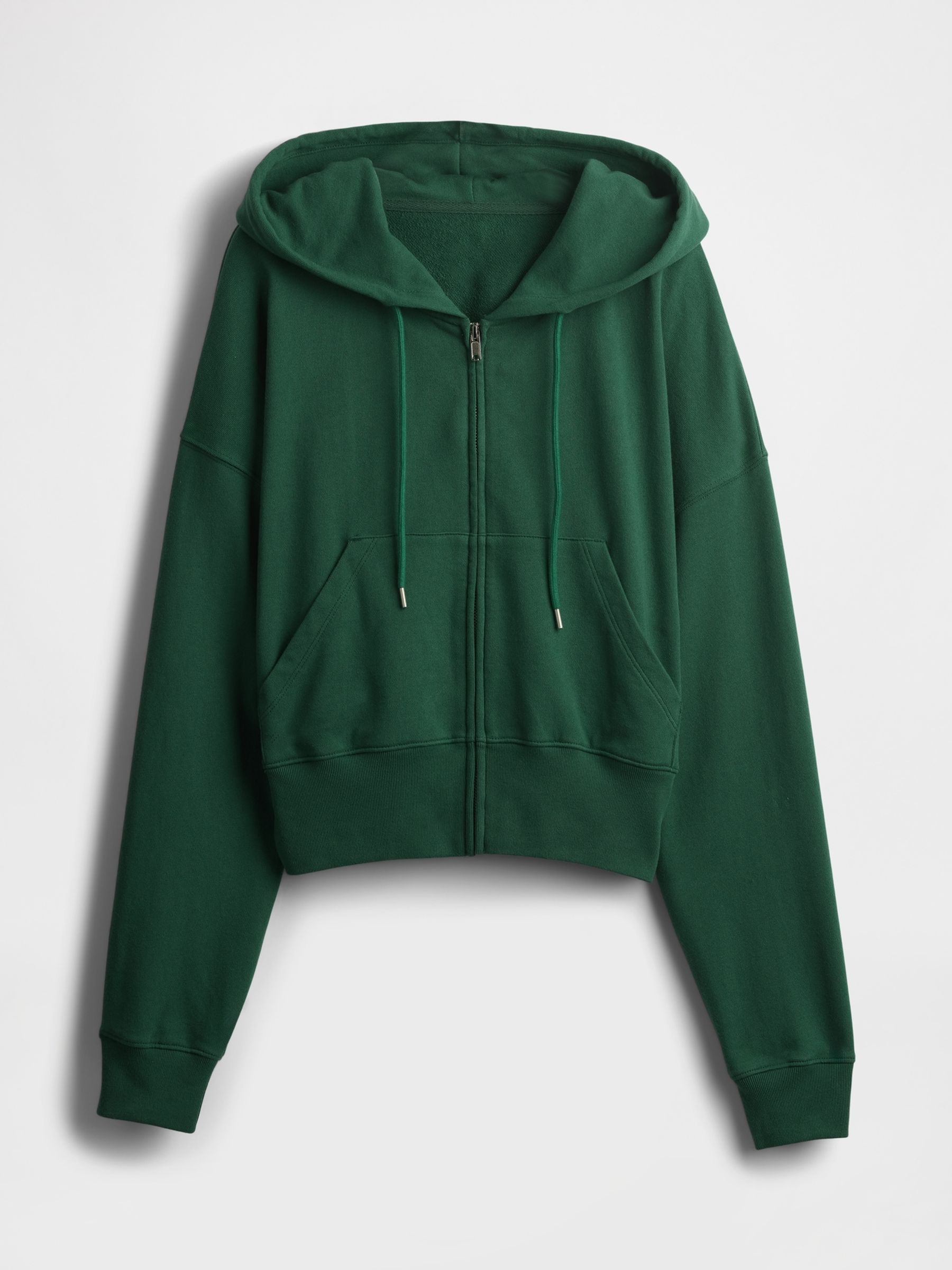 Green Heavyweight French Terry Oversized Zip Wedge Hoodie - Image 5 of 5