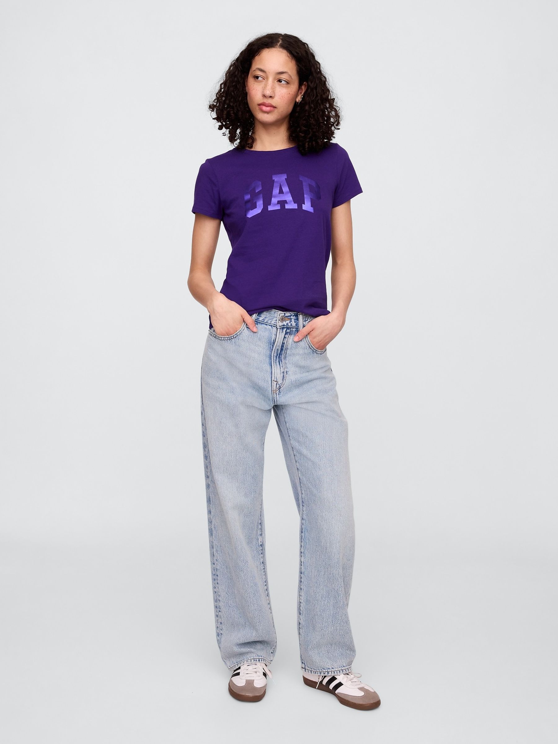 Dark Purple Logo Short Sleeve Crew Neck T-Shirt - Image 1 of 5 Dark Purple Logo Short Sleeve Crew Neck T-Shirt - Image 1 of 5