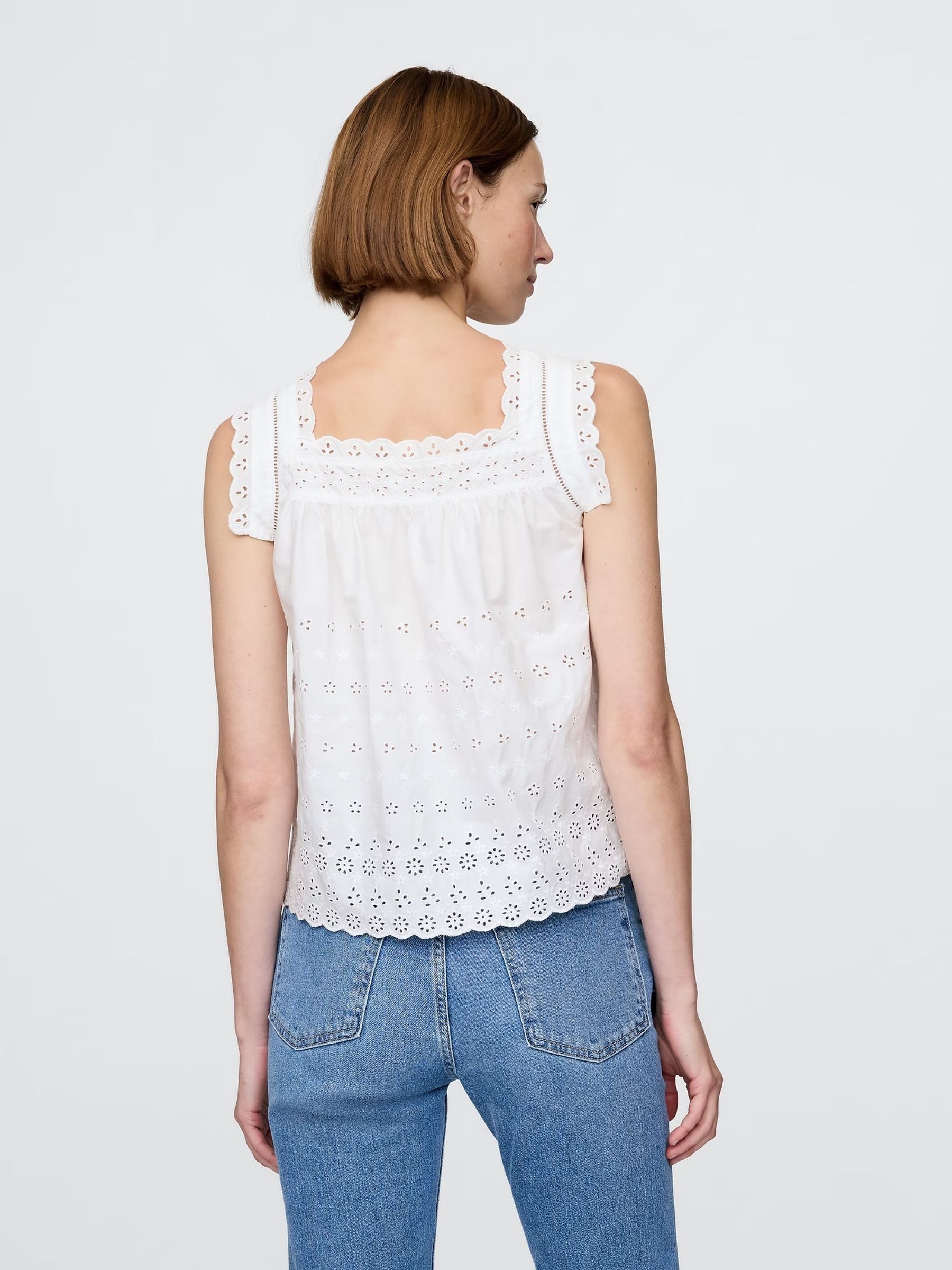 White DÔEN Eyelet Sleeveless Top - Image 2 of 6