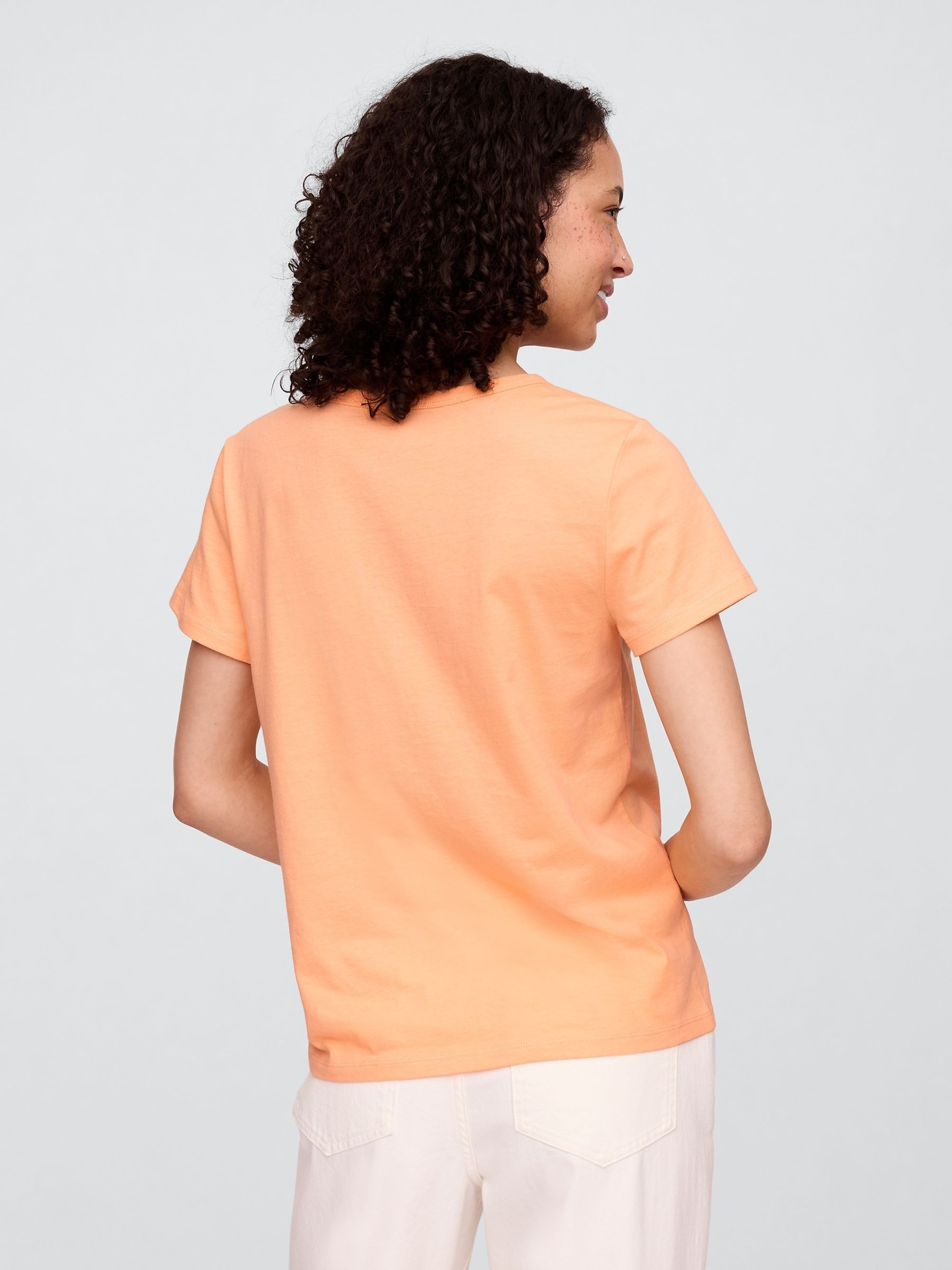Orange V-Neck Favourite Cotton Short Sleeve T-Shirt - Image 2 of 5