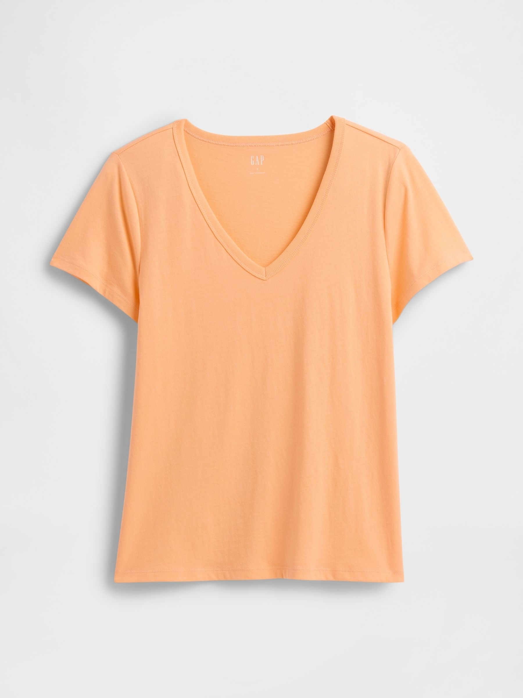 Orange V-Neck Favourite Cotton Short Sleeve T-Shirt - Image 5 of 5