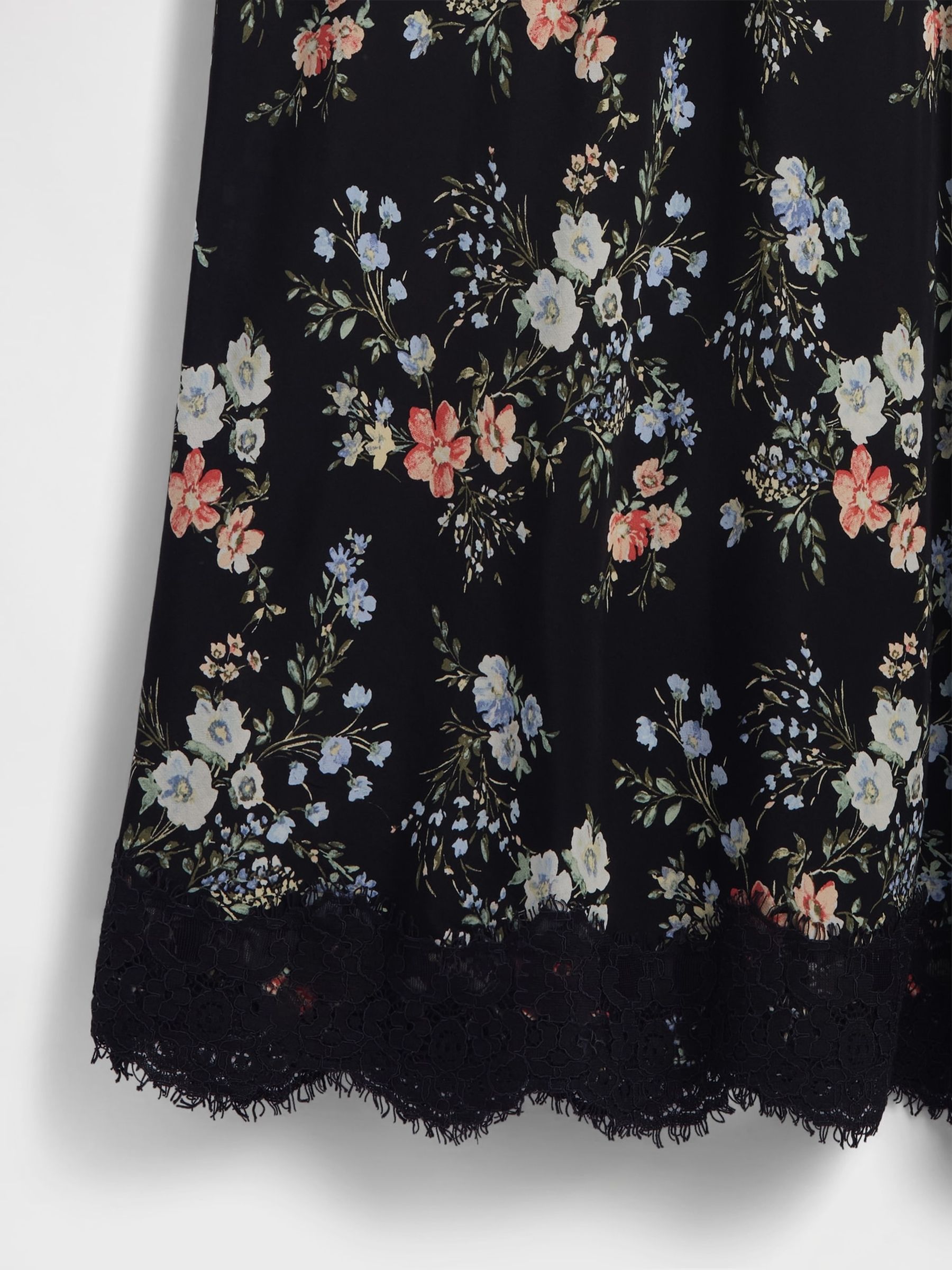 Black Floral Crepe Lace-Trim Maxi Skirt - Image 5 of 5