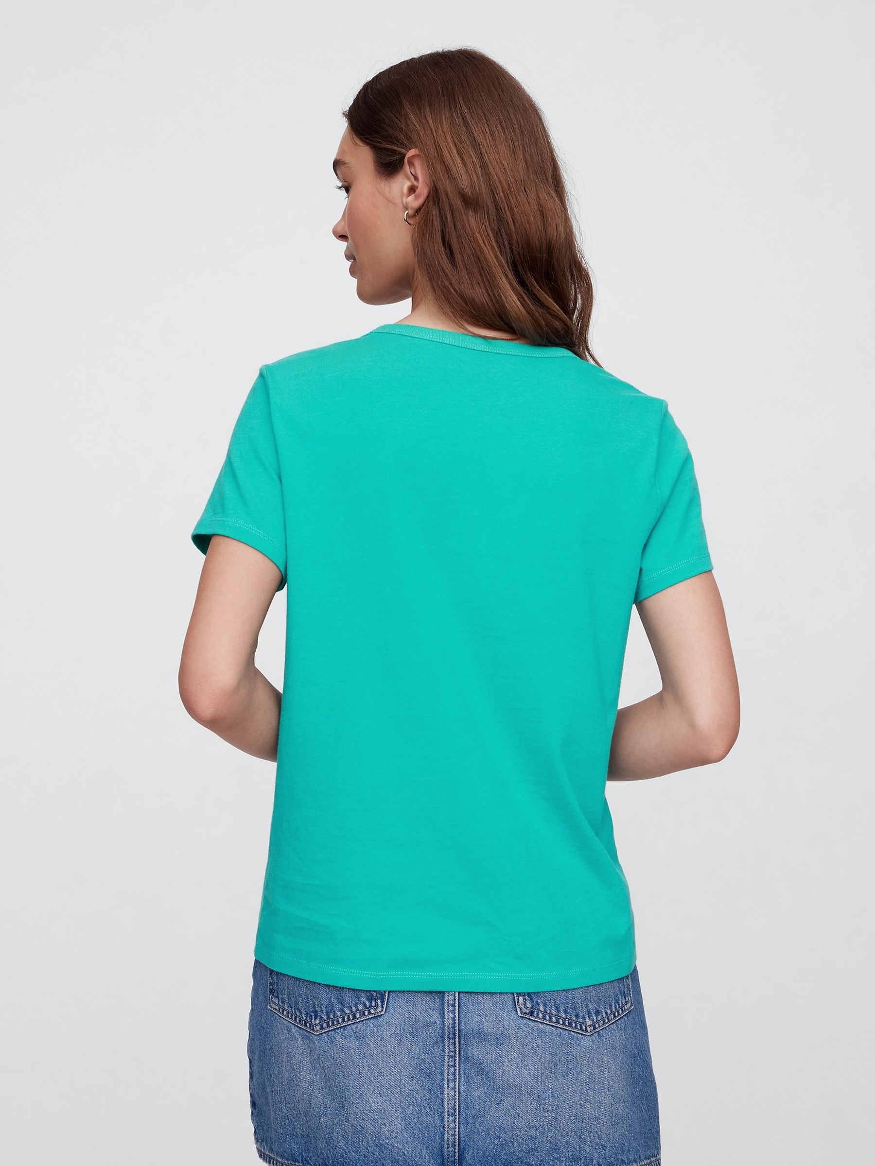 Green V-Neck Favourite Cotton Short Sleeve T-Shirt - Image 2 of 5