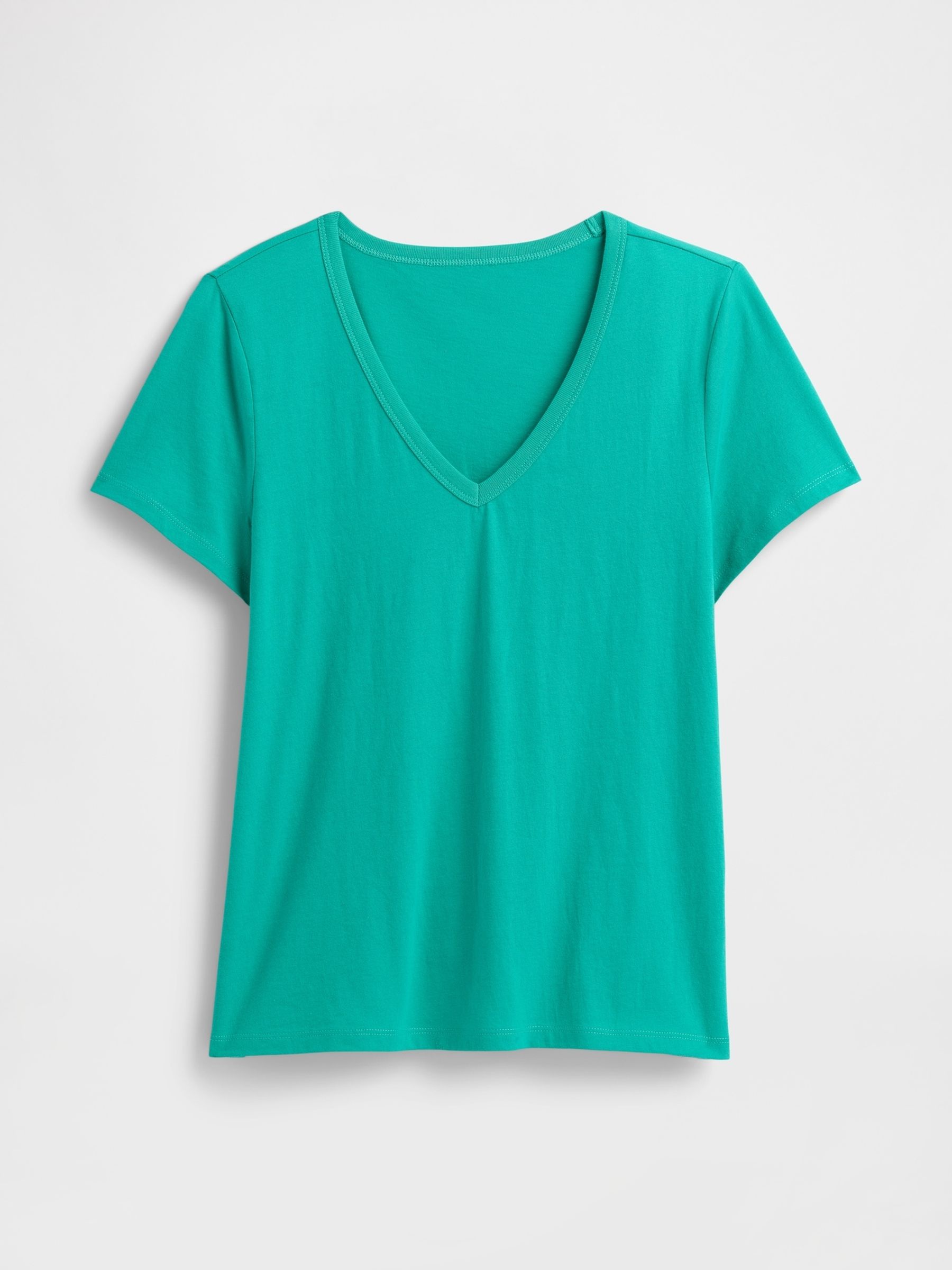 Green V-Neck Favourite Cotton Short Sleeve T-Shirt - Image 5 of 5
