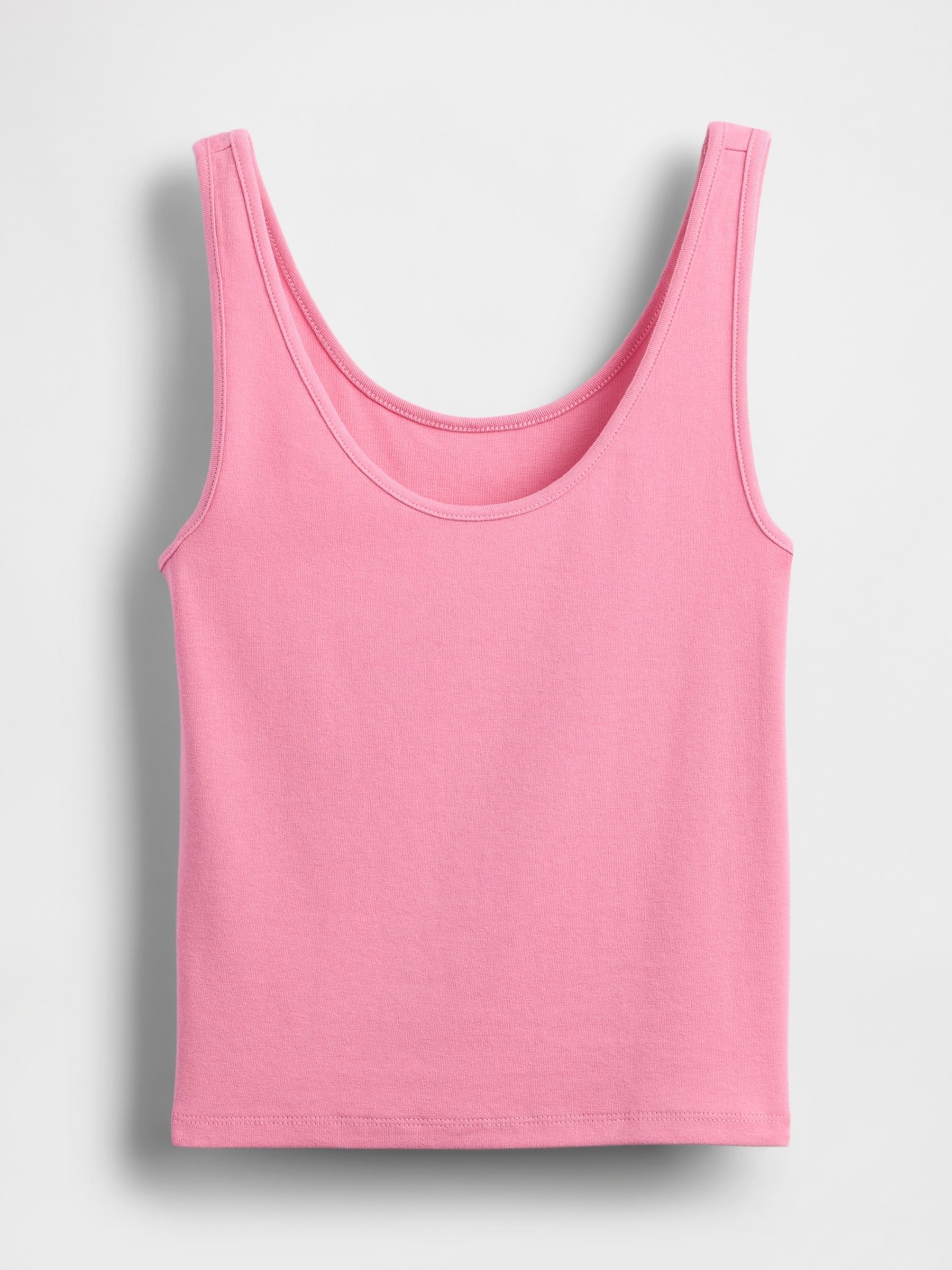 Pink Modern Cotton-Modal Scoop Neck Cropped Vest - Image 4 of 5