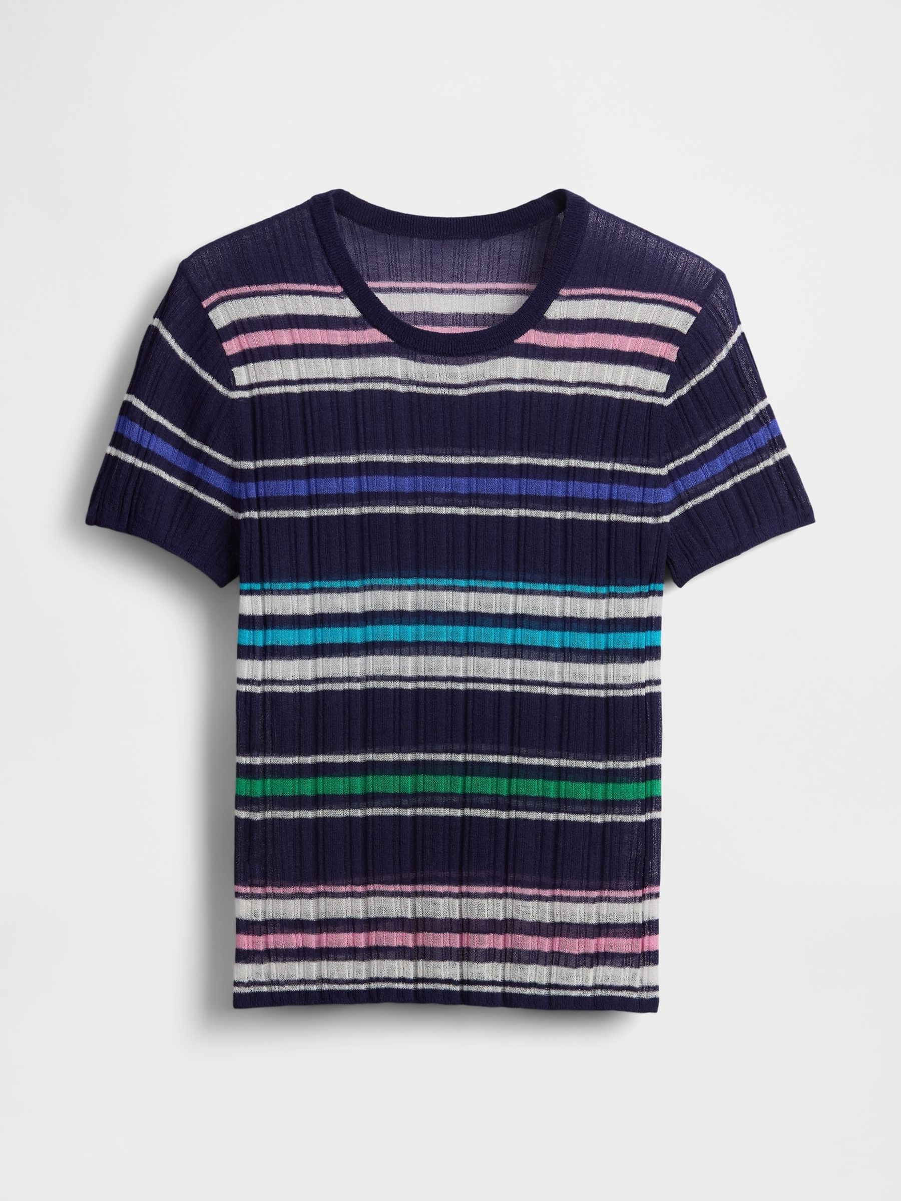 Black Multi Sheer Rib T-Shirt - Image 4 of 5