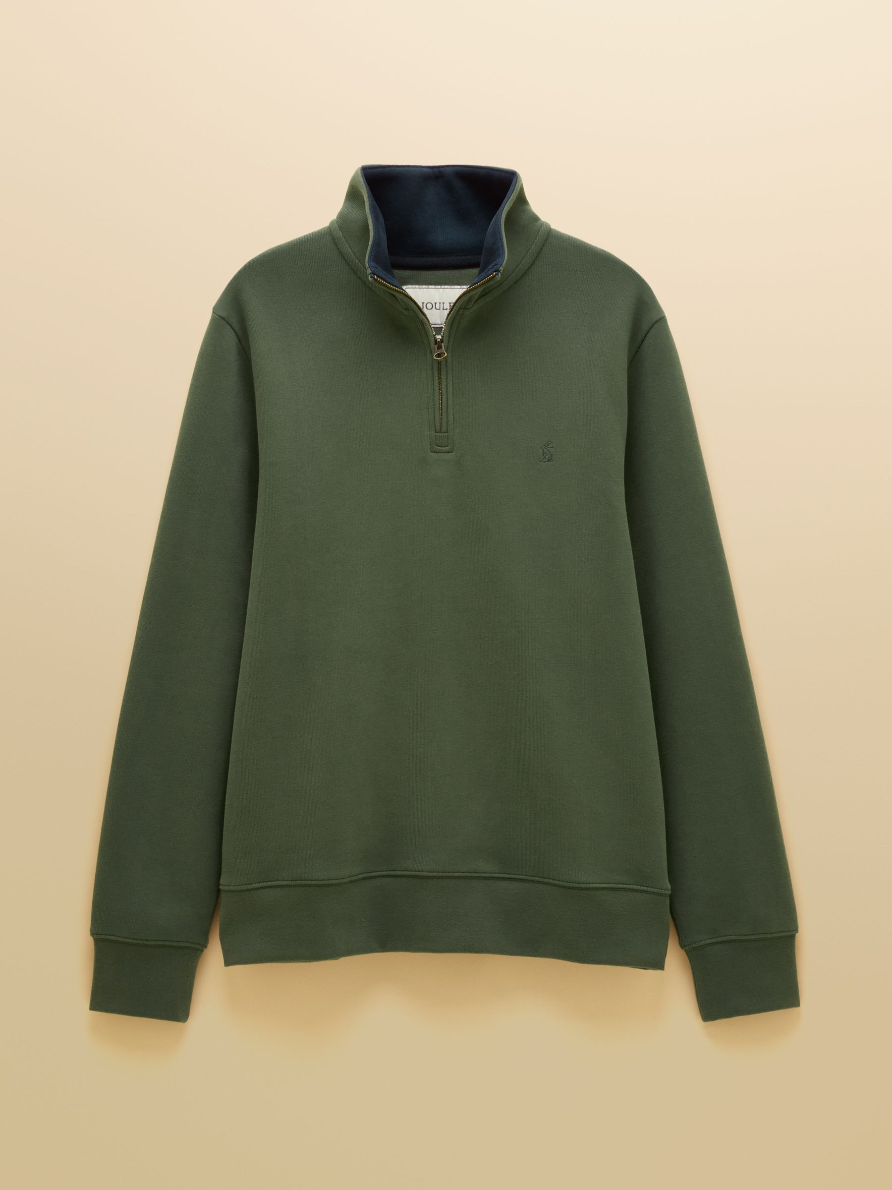 Alistair Khaki Green French Ribbed Knit Quarter Zip Sweatshirt - Image 8 of 8