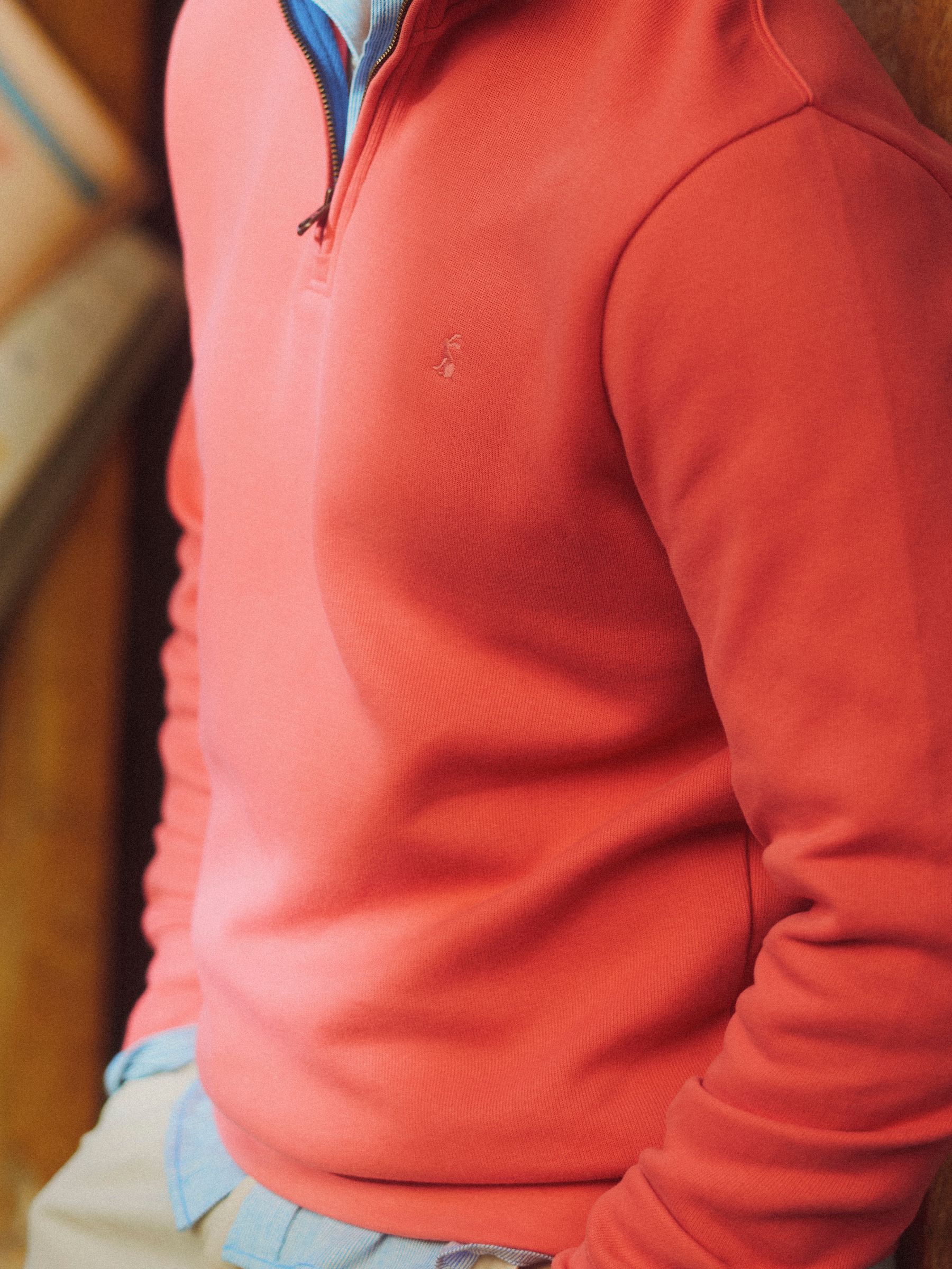 Alistair Pink French Ribbed Knit Quarter Zip Sweatshirt - Image 2 of 11 Alistair Pink French Ribbed Knit Quarter Zip Sweatshirt - Image 2 of 11