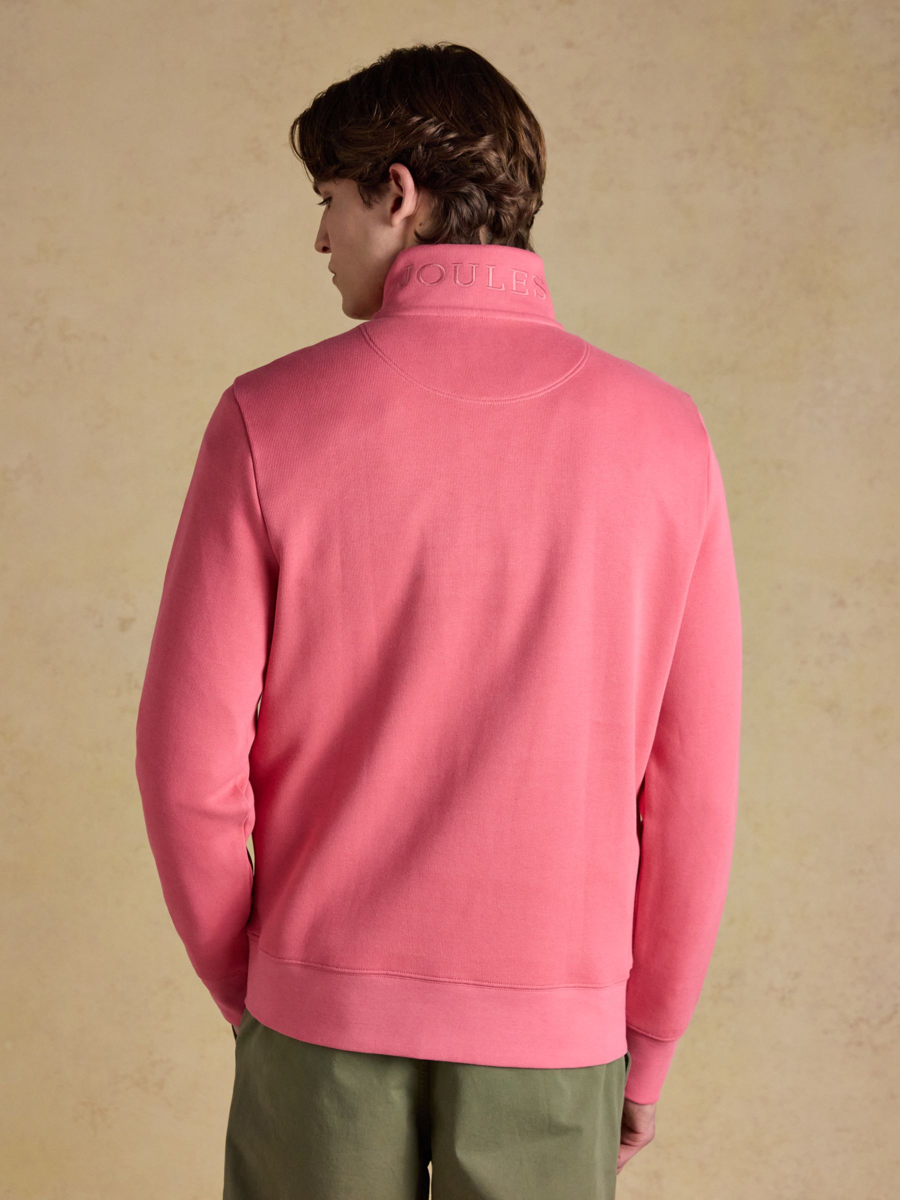 Alistair Pink French Ribbed Knit Quarter Zip Sweatshirt - Image 5 of 11