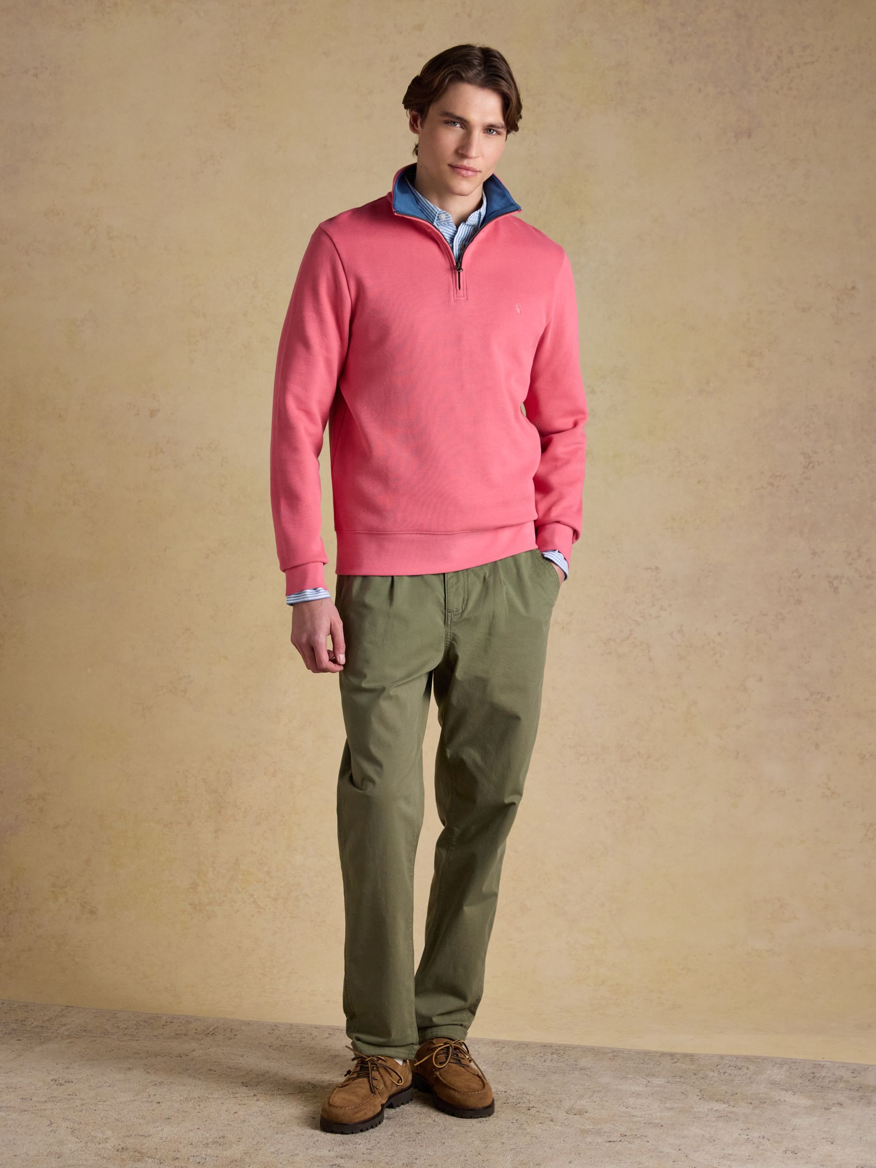 Alistair Pink French Ribbed Knit Quarter Zip Sweatshirt - Image 6 of 11