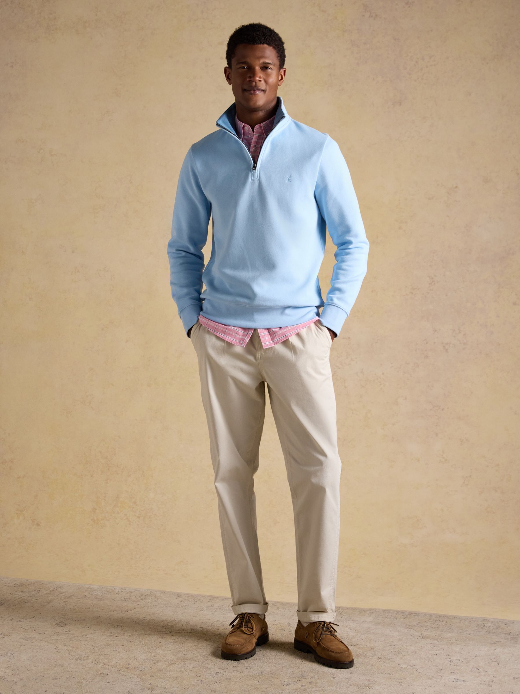 Alistair Blue French Ribbed Knit Quarter Zip Sweatshirt - Image 3 of 8