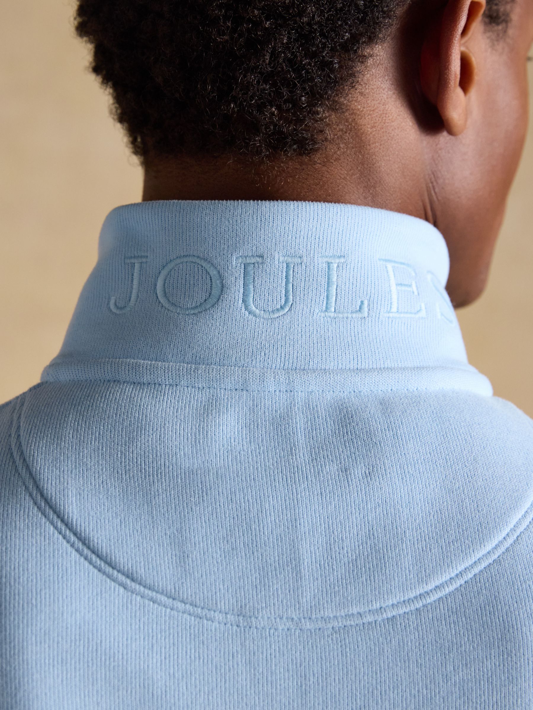 Alistair Blue French Ribbed Knit Quarter Zip Sweatshirt - Image 7 of 8