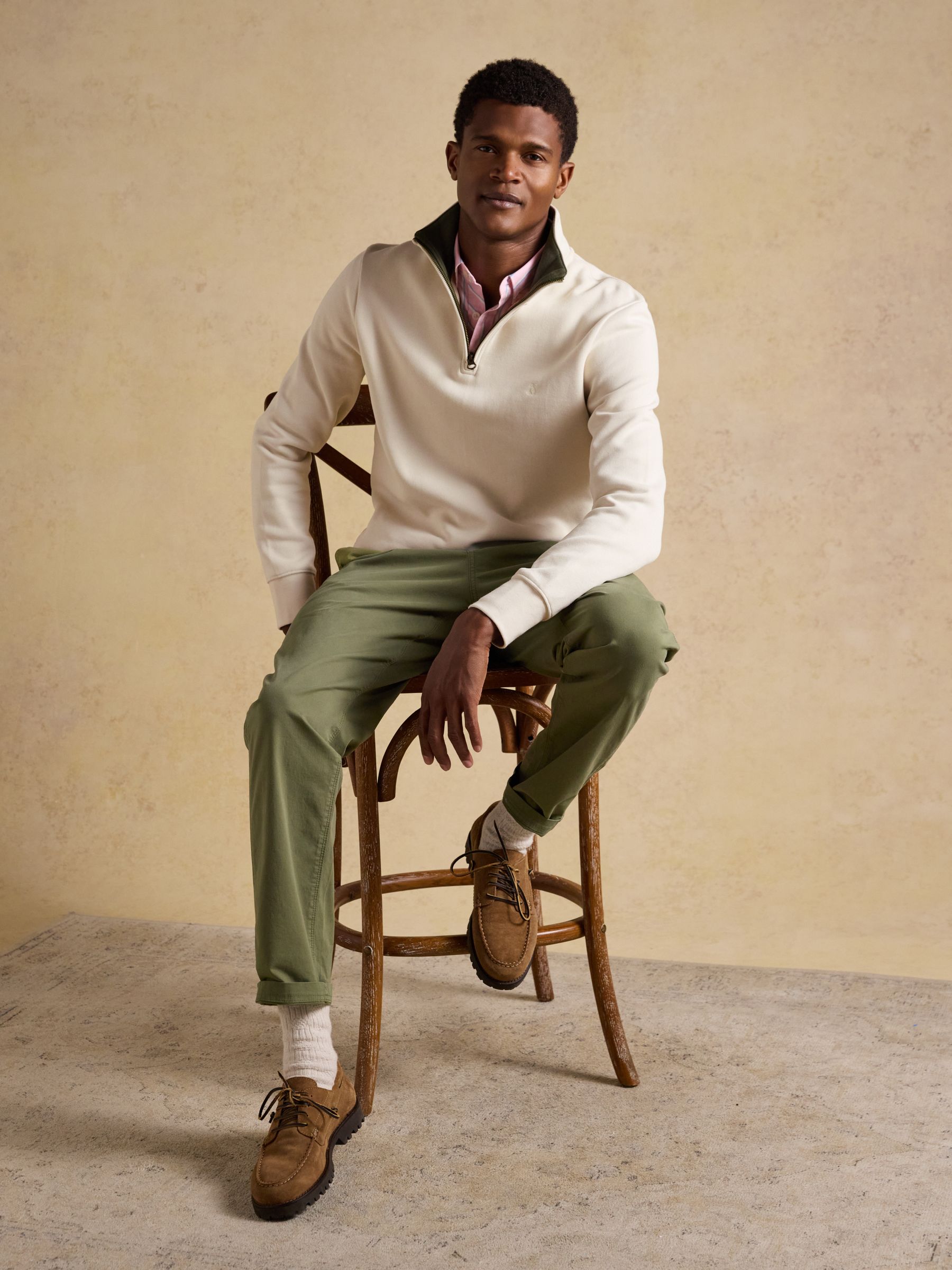 Alistair Cream French Ribbed Knit Quarter Zip Sweatshirt - Image 3 of 9