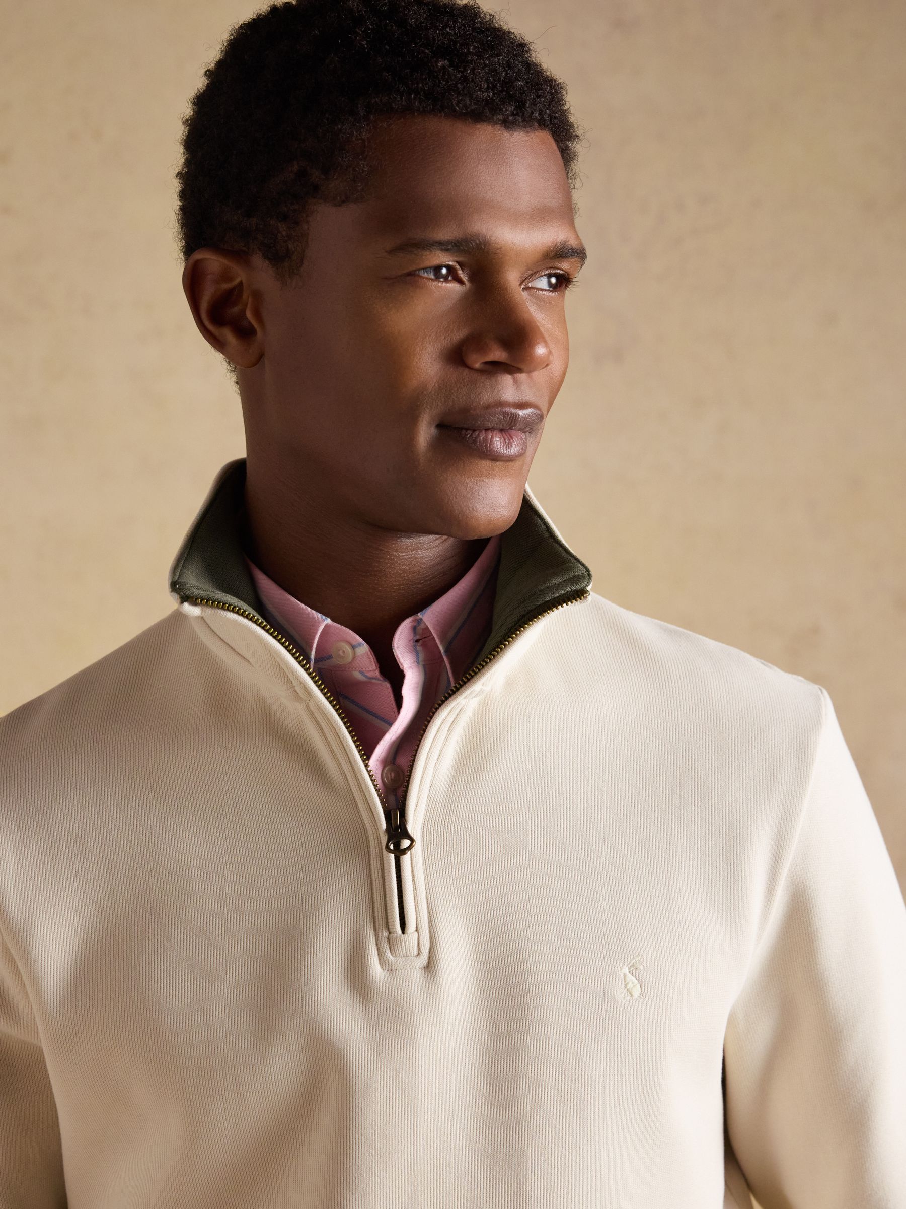 Alistair Cream French Ribbed Knit Quarter Zip Sweatshirt - Image 4 of 9