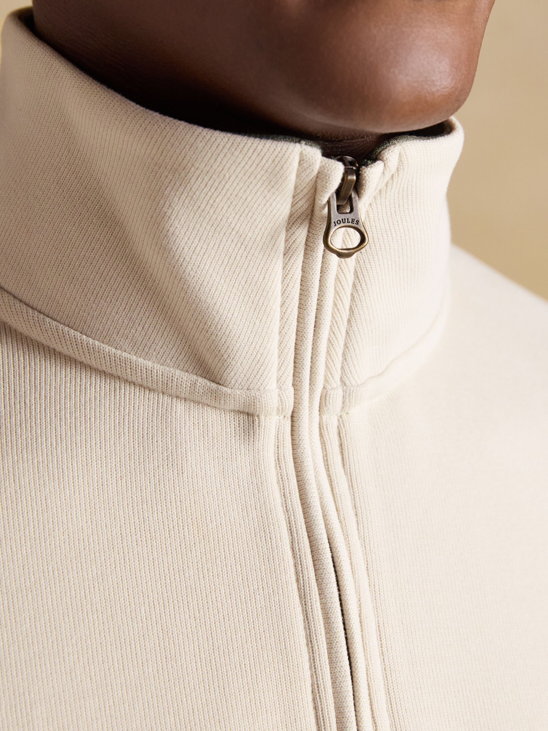 Alistair Cream French Ribbed Knit Quarter Zip Sweatshirt - Image 6 of 9