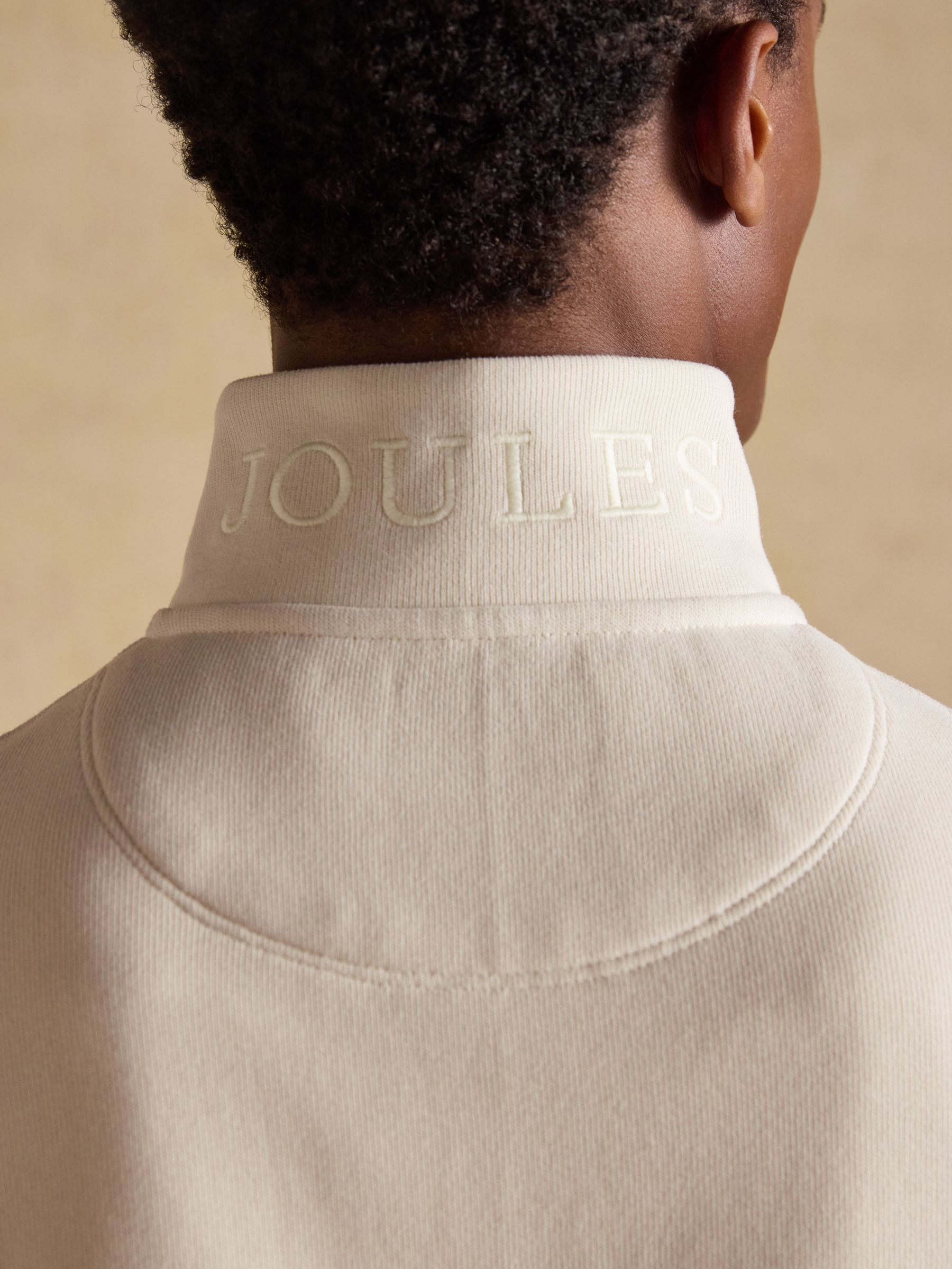 Alistair Cream French Ribbed Knit Quarter Zip Sweatshirt - Image 8 of 9