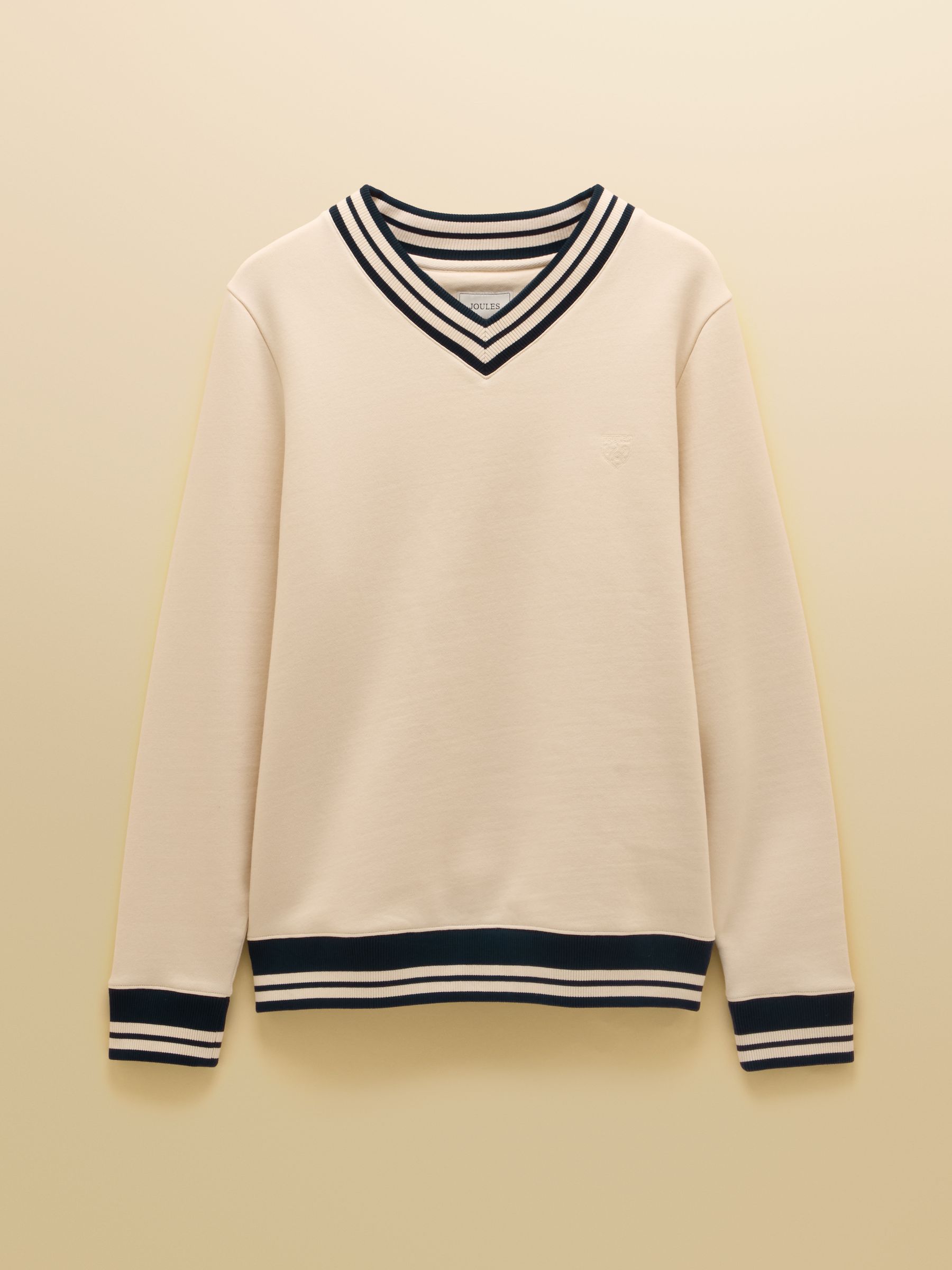 Cream Brushed Cotton Rib Neck Sweatshirt - Image 10 of 10