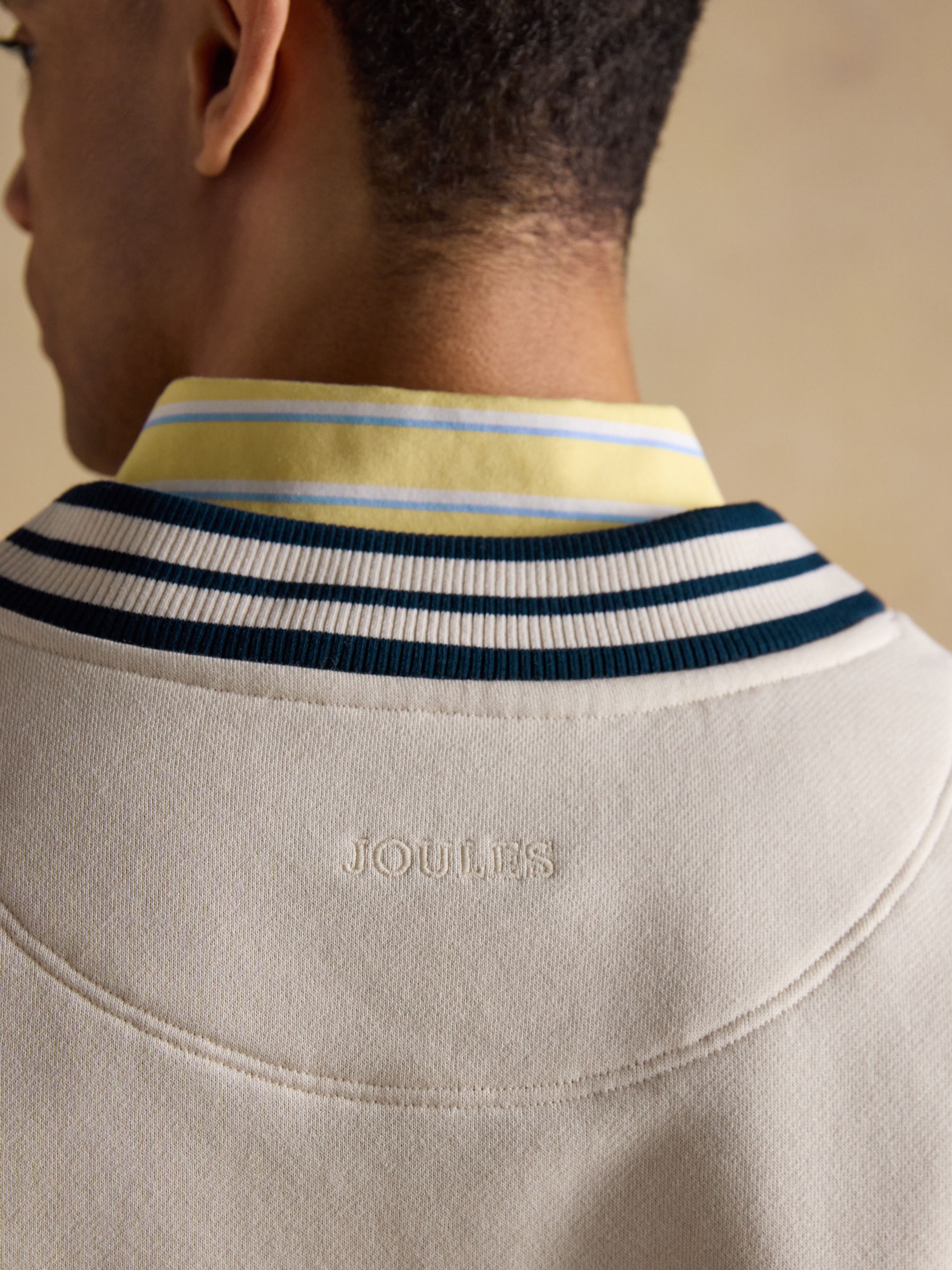 Cream Brushed Cotton Rib Neck Sweatshirt - Image 9 of 10