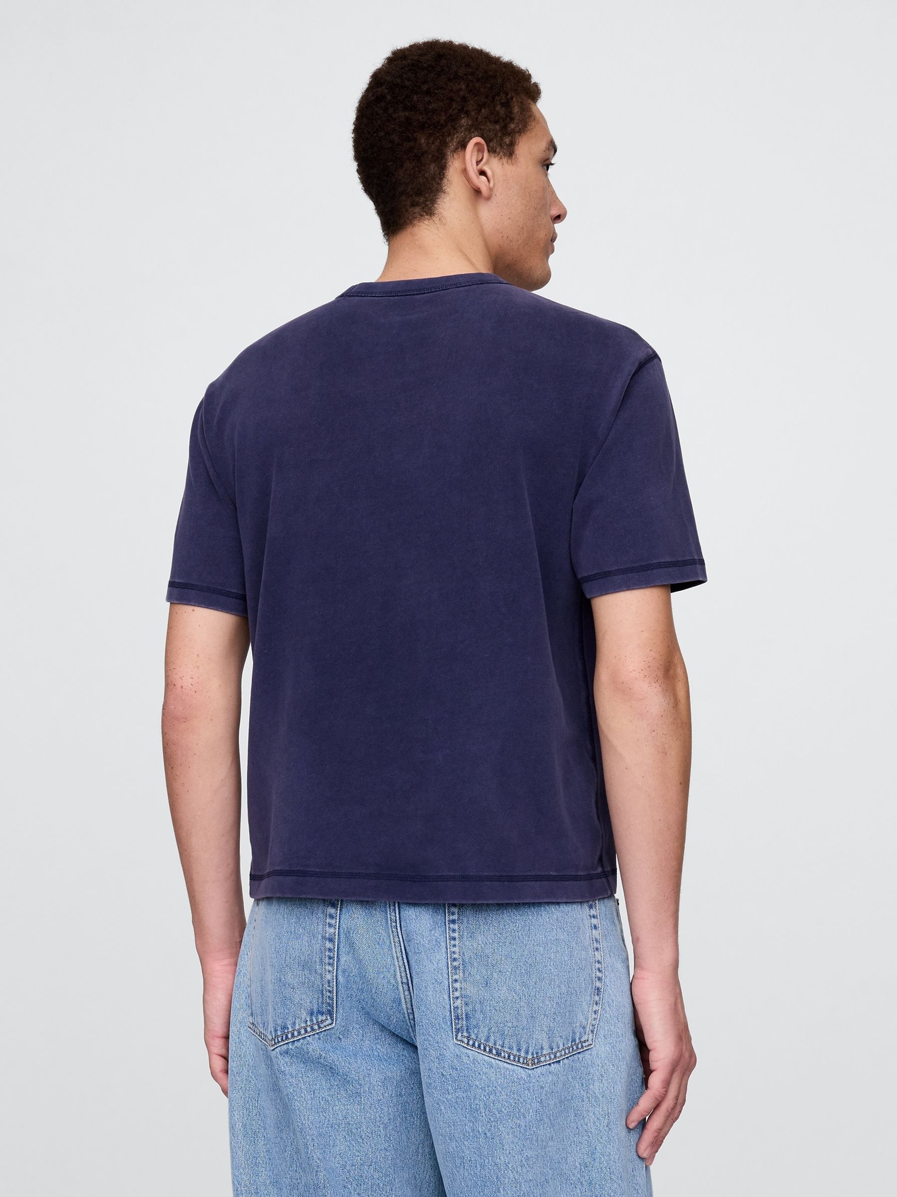 Navy Blue Heavyweight Cropped T-Shirt - Image 2 of 5