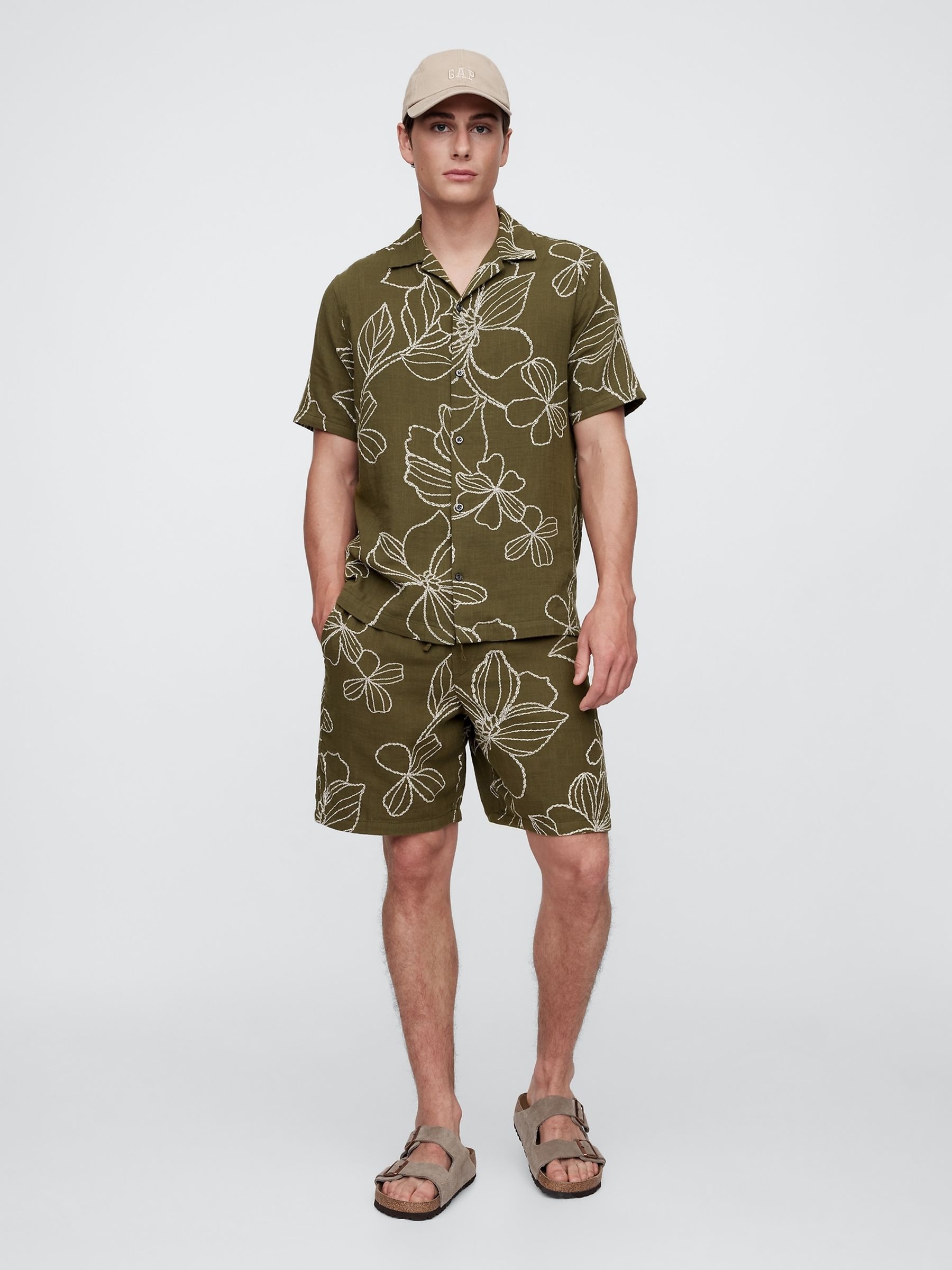 Khaki Green Gauze Holiday Shirt in Standard Fit - Image 3 of 4