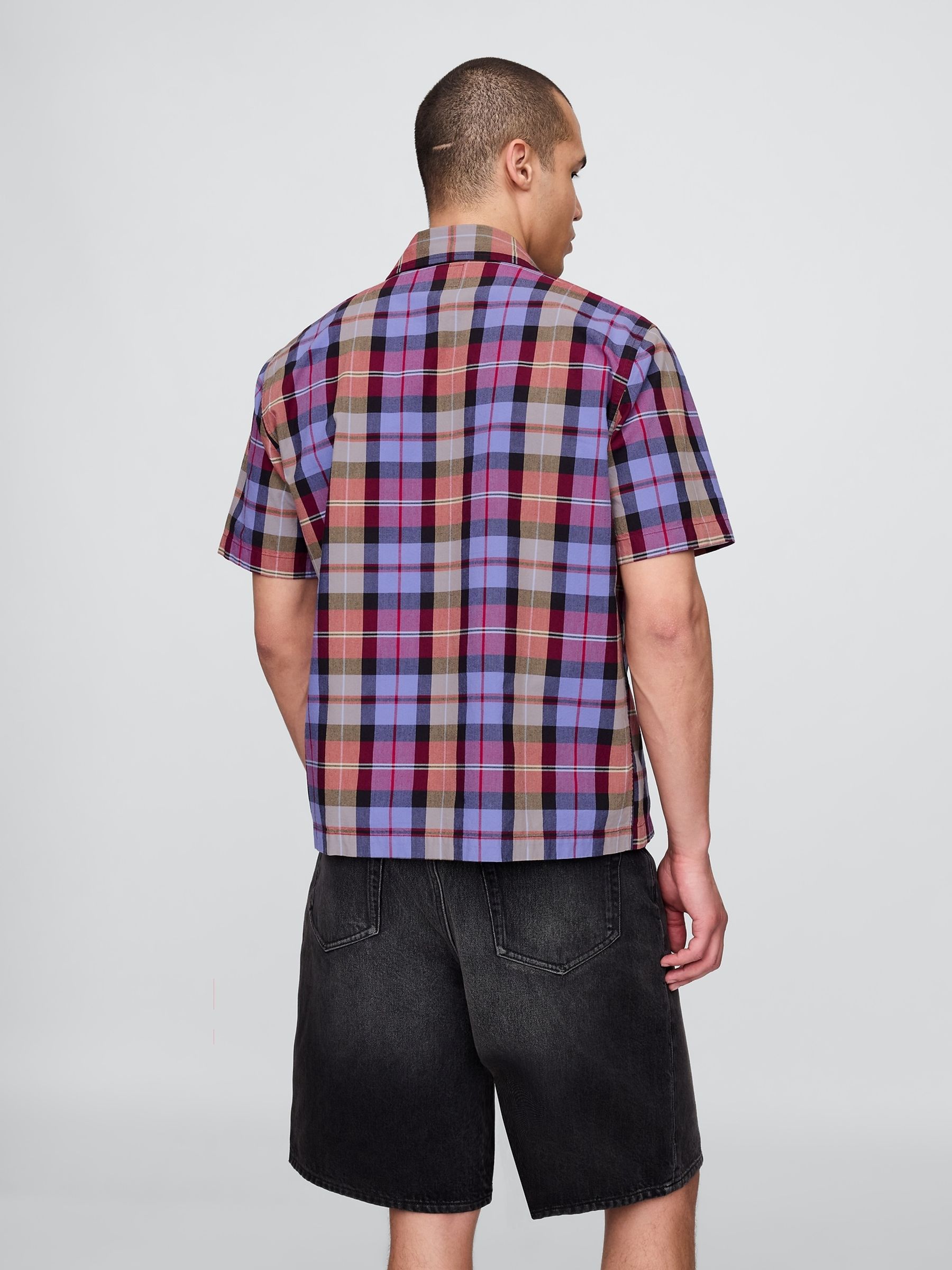Black/Blue Check Mixed Check Oxford Short Sleeve Shirt - Image 2 of 5