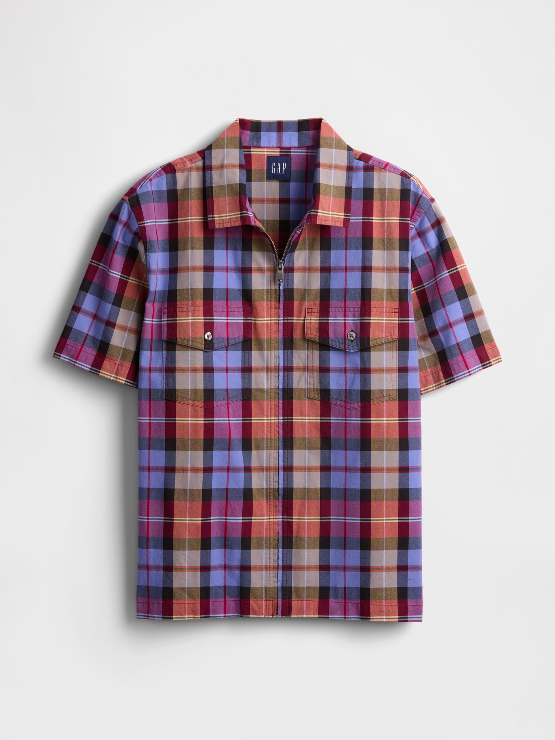 Black/Blue Check Mixed Check Oxford Short Sleeve Shirt - Image 4 of 5
