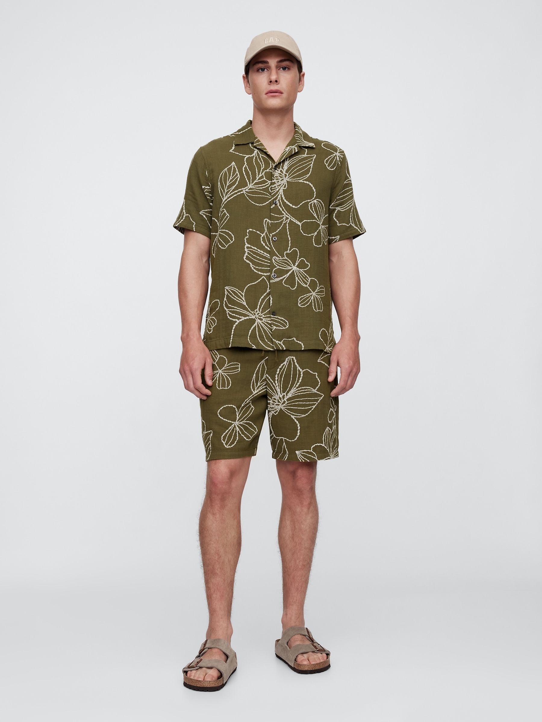 Green Gauze Textured Shorts - Image 4 of 5