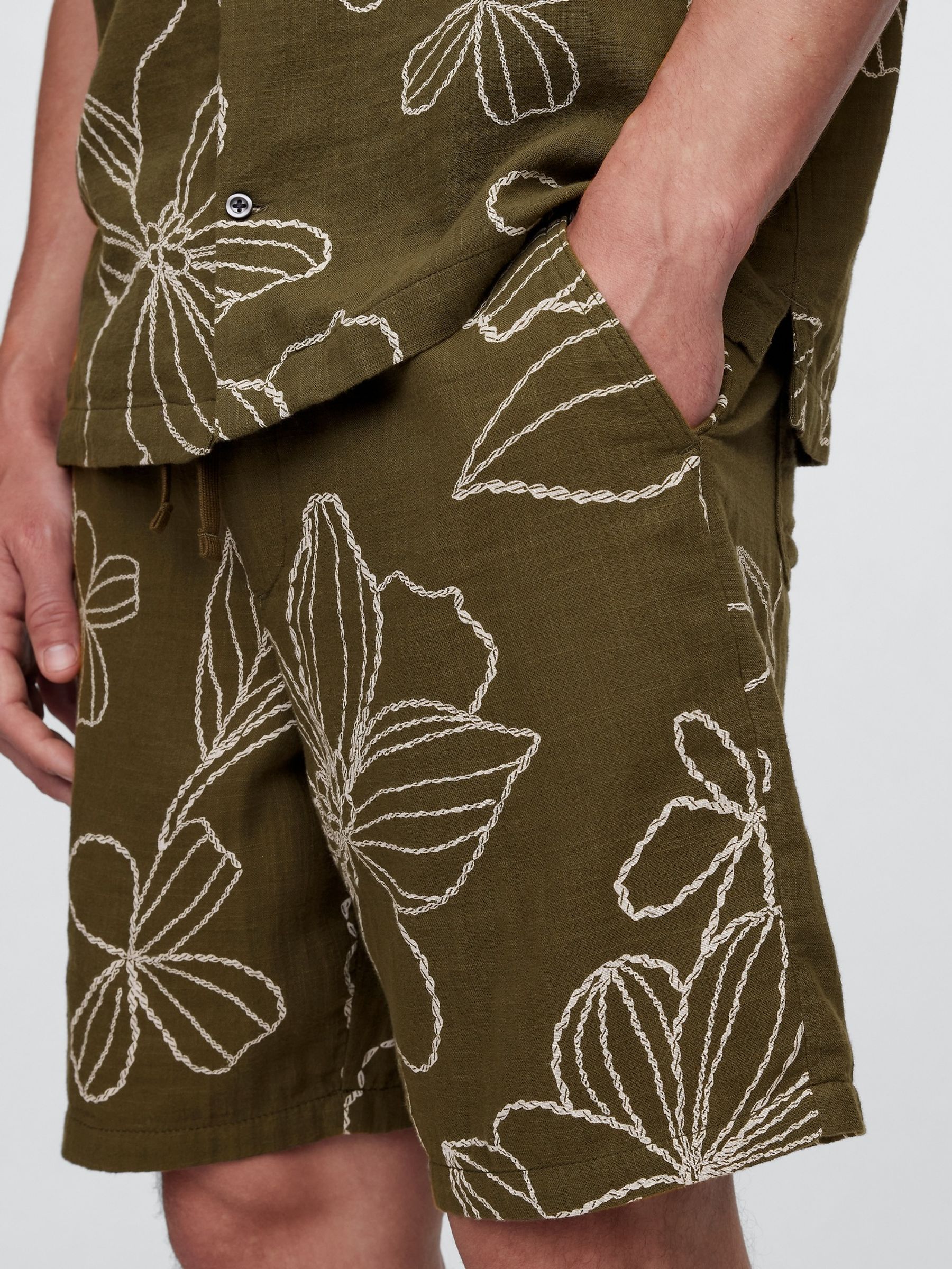 Green Gauze Textured Shorts - Image 5 of 5