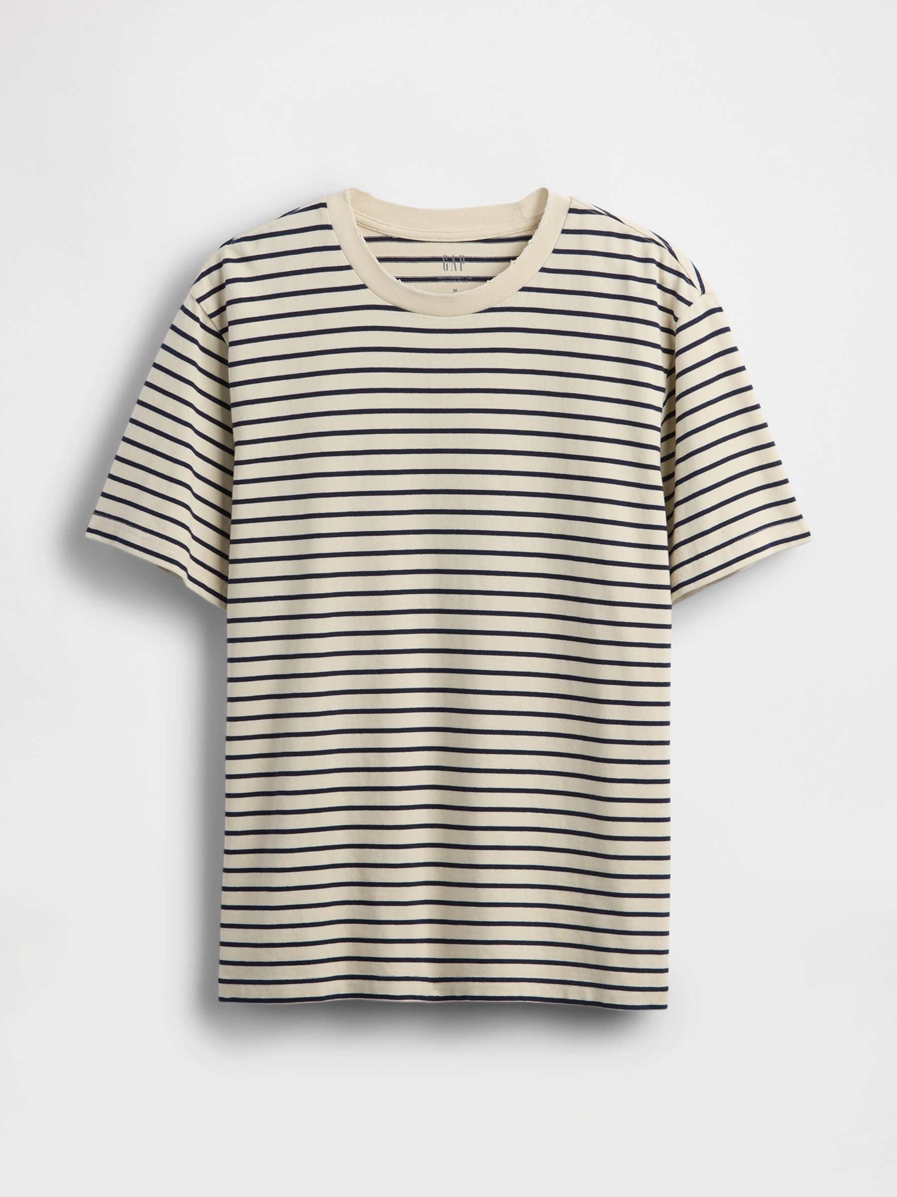 Cream/Black Stripe Heavyweight Original Short Sleeve T-Shirt - Image 4 of 5