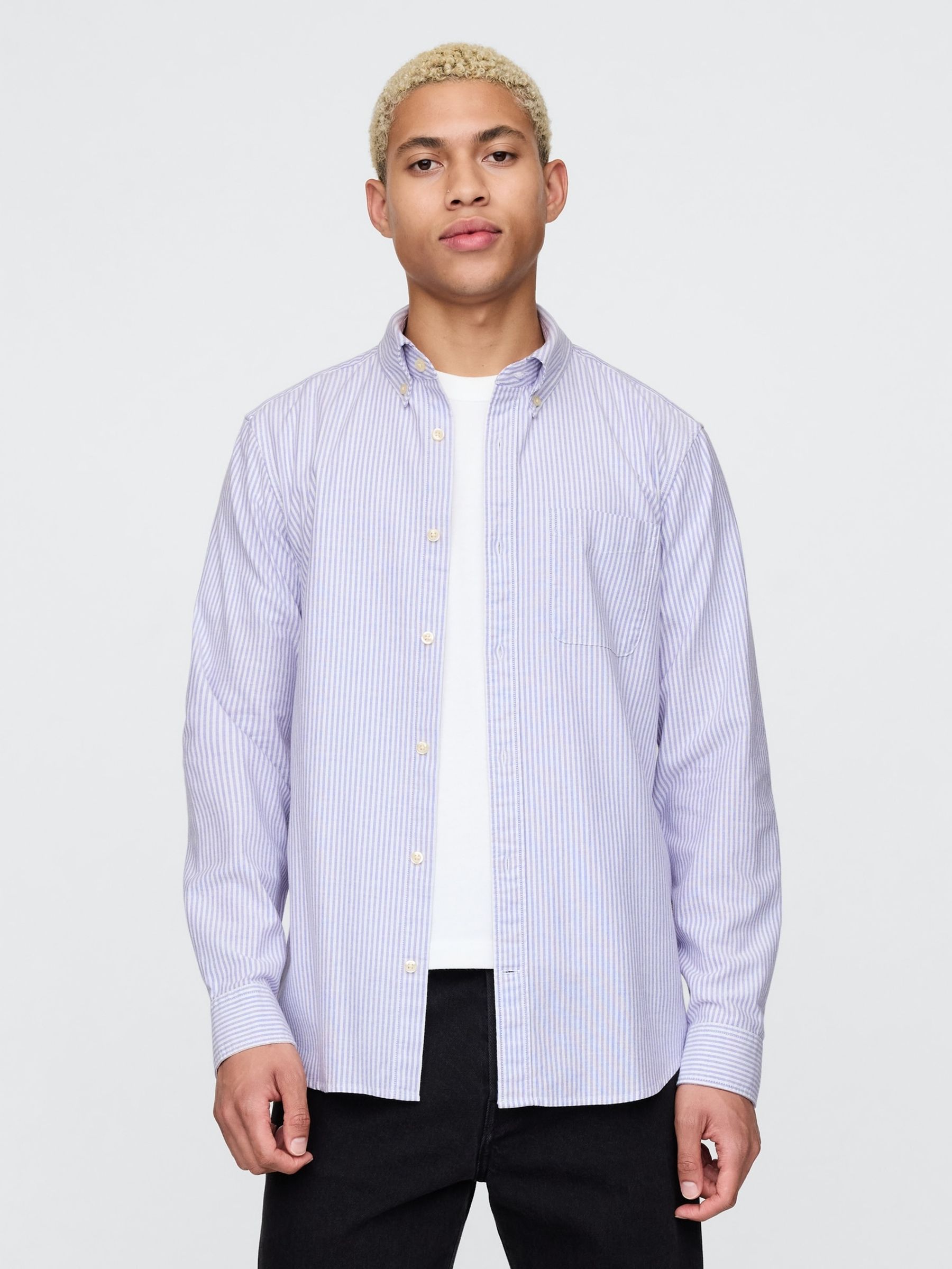 Purple Pinstripe Oxford Shirt in Classic Fit - Image 1 of 5