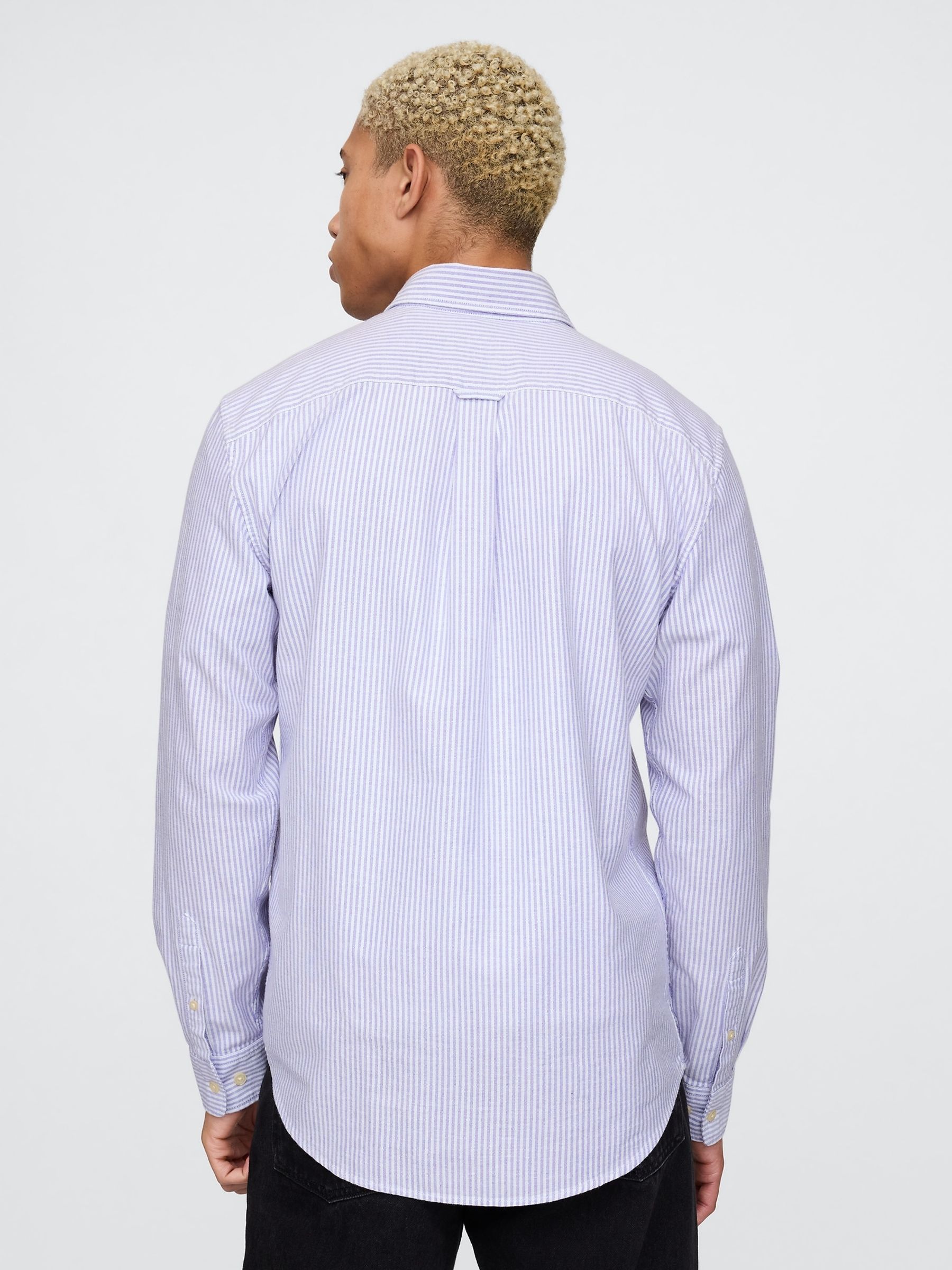 Purple Pinstripe Oxford Shirt in Classic Fit - Image 2 of 5
