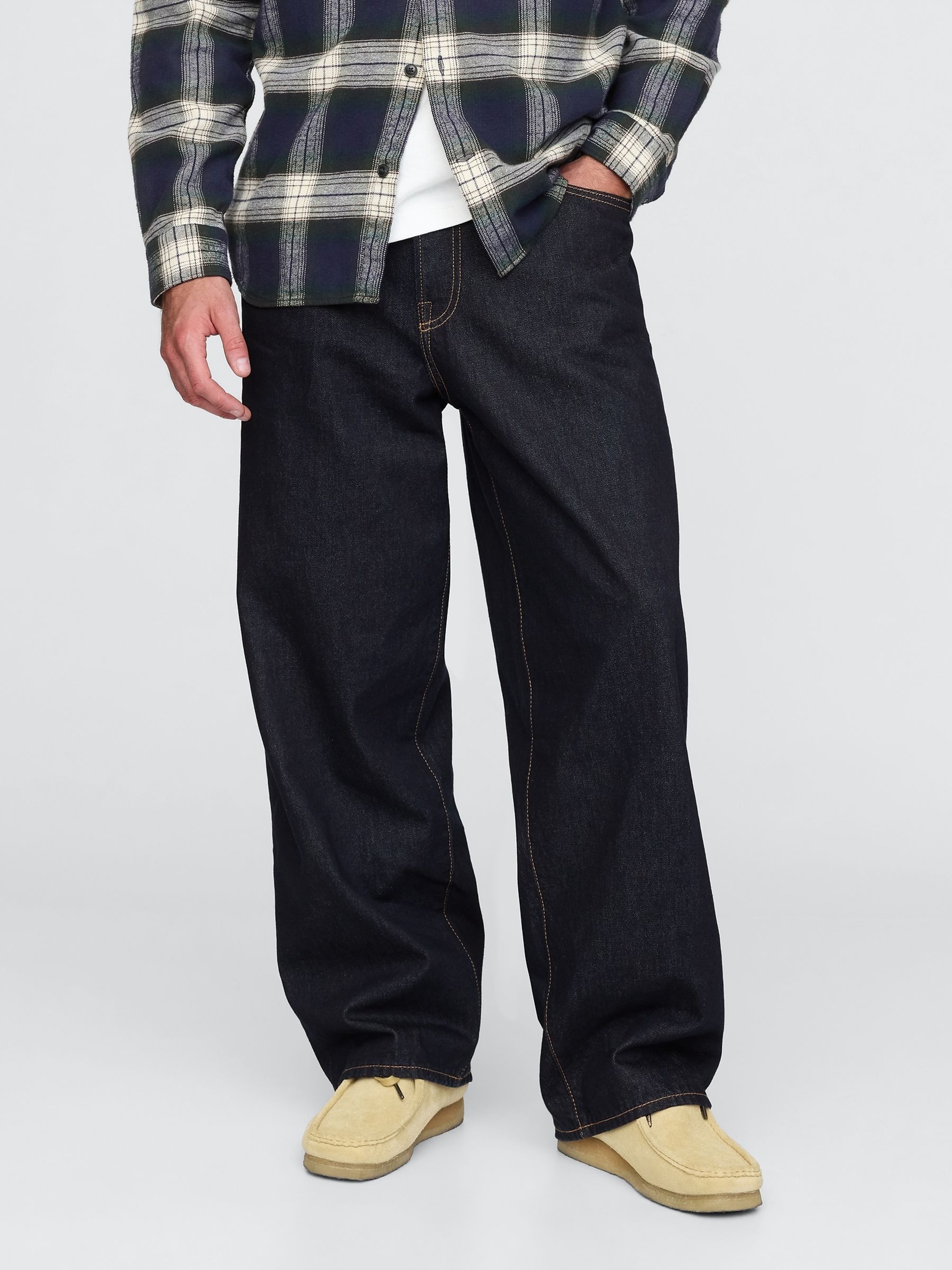 Dark Wash Blue Extra Baggy Jeans - Image 1 of 5