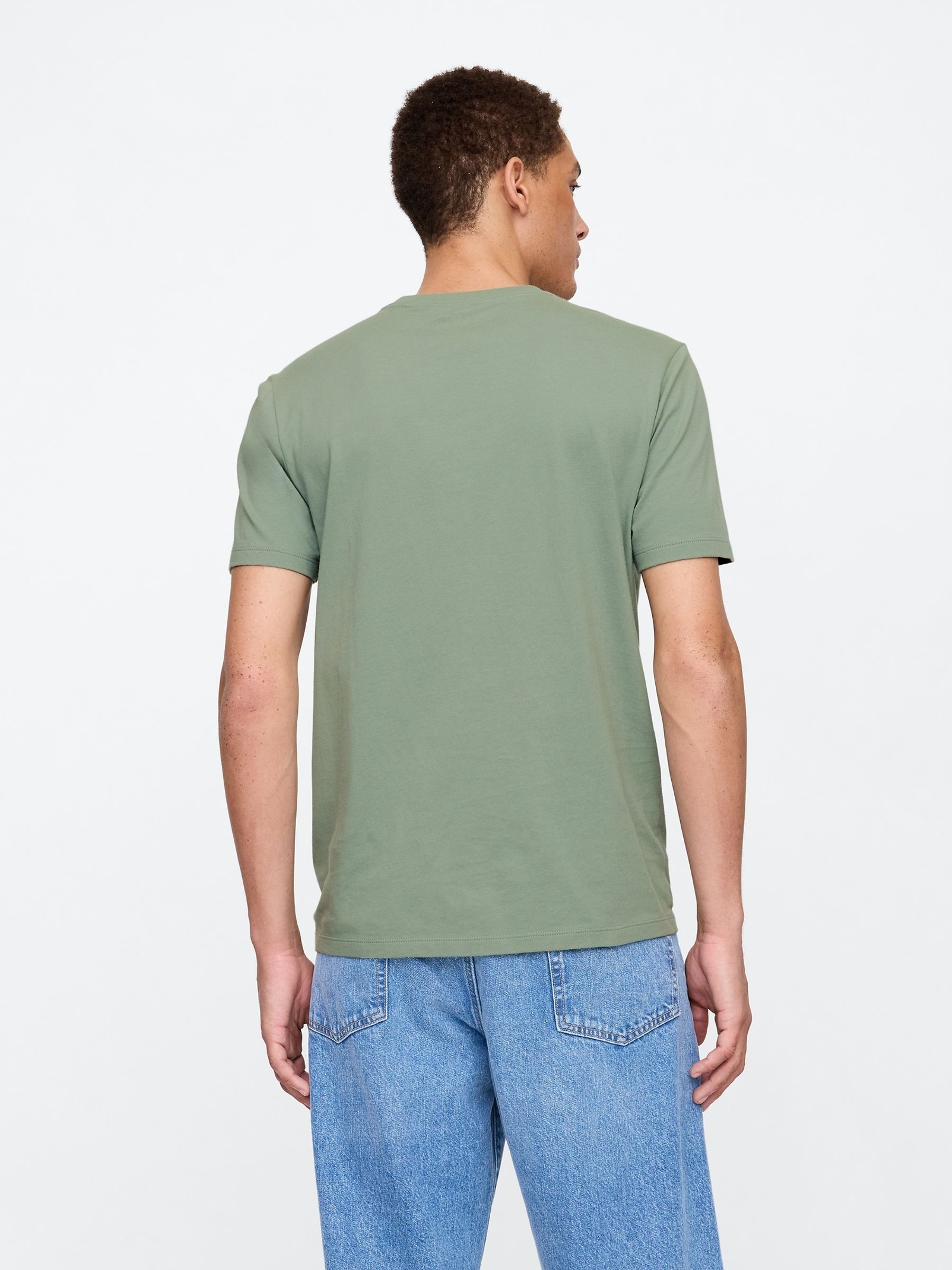 Khaki Green Everyday 100% Cotton Crew Neck T-Shirt - Image 2 of 5