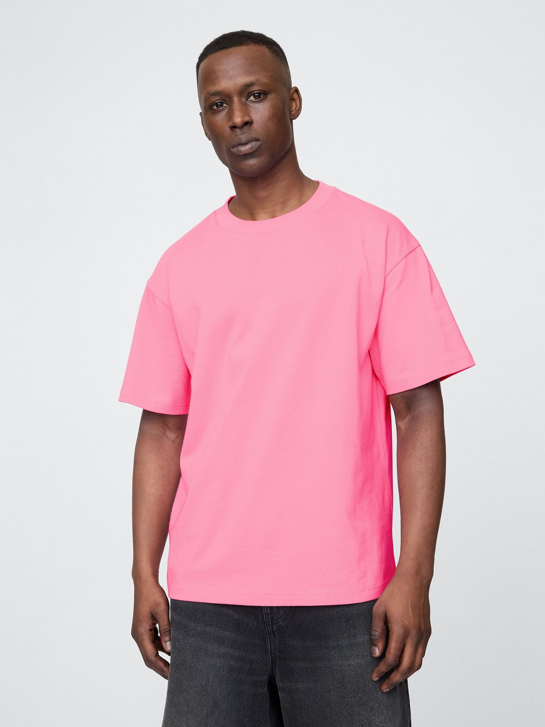 Pink Oversized Short Sleeve 100% Cotton World Logo T-Shirt - Image 2 of 5