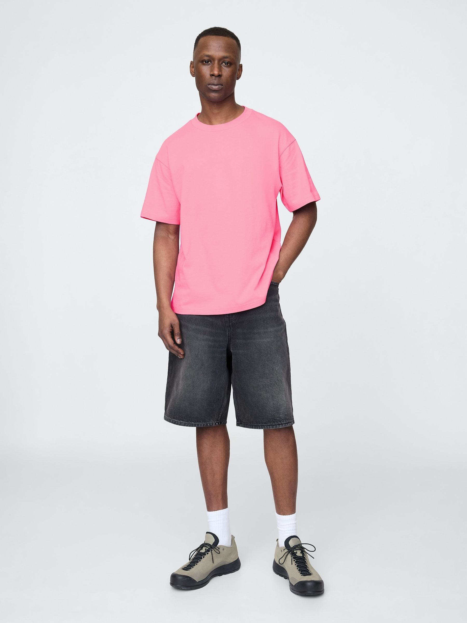 Pink Oversized Short Sleeve 100% Cotton World Logo T-Shirt - Image 3 of 5