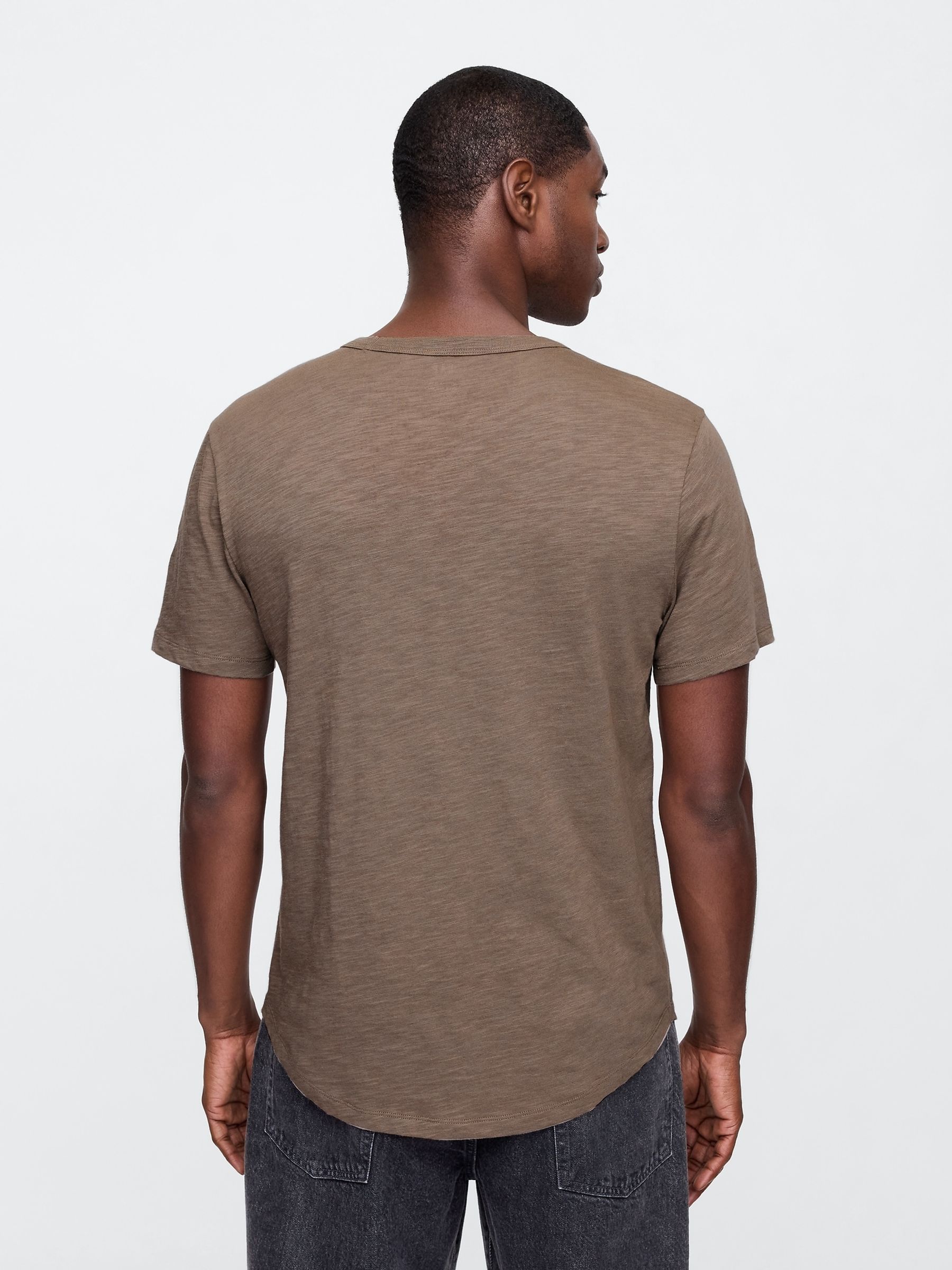 Brown Slub Curved Hem Short Sleeve T-Shirt - Image 2 of 5