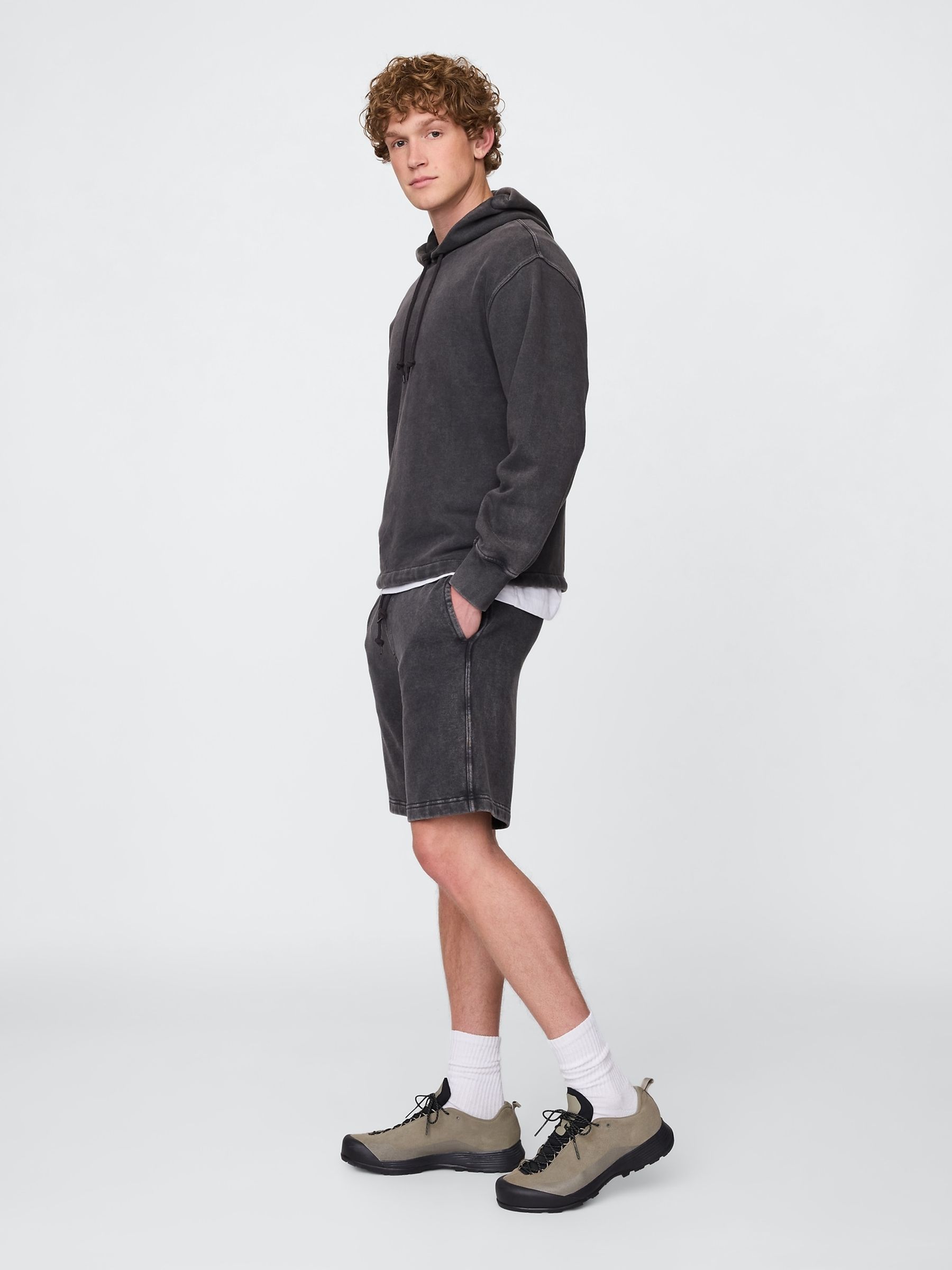 Washed Black Relaxed Sweat Shorts - Image 2 of 5