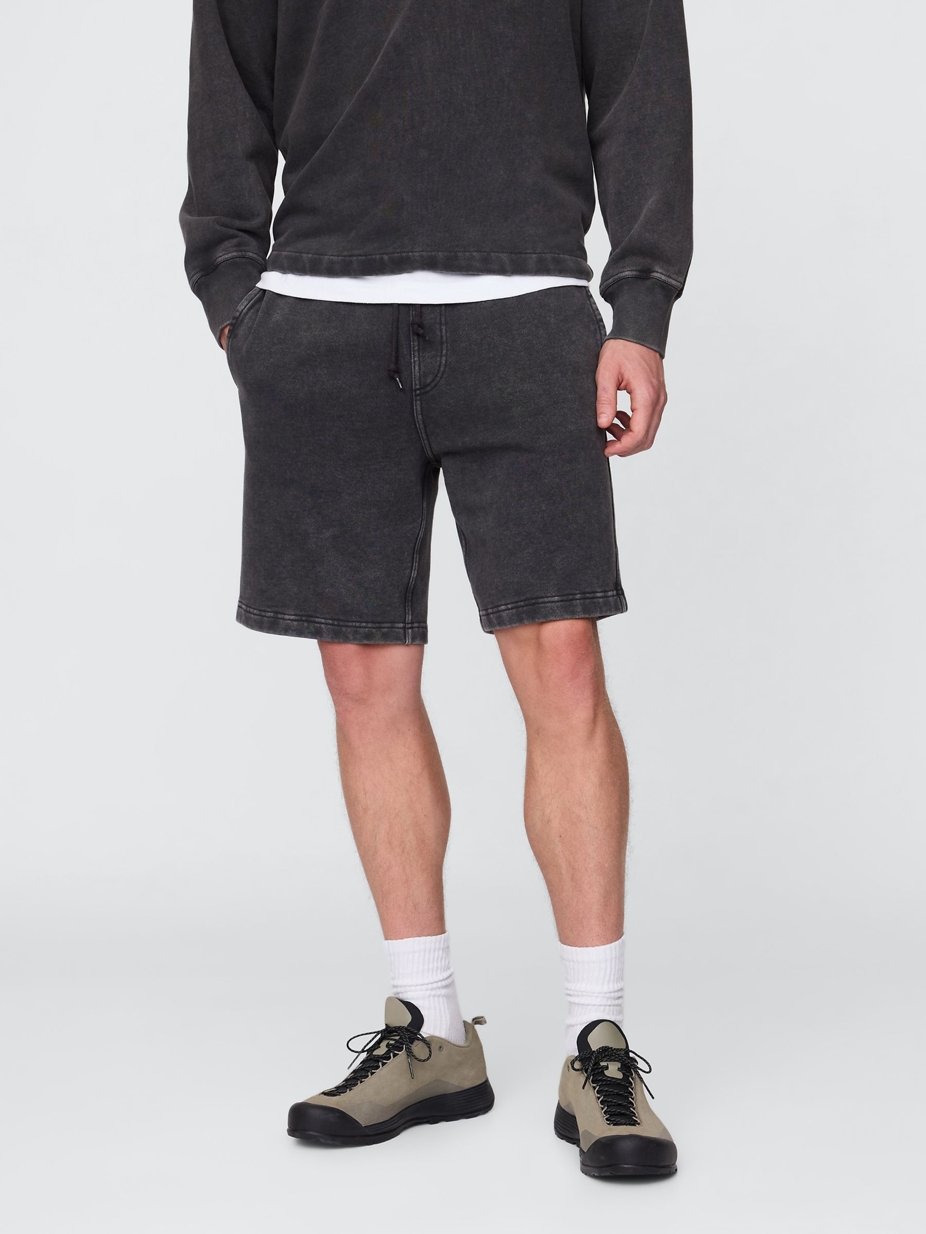 Washed Black Relaxed Sweat Shorts - Image 3 of 5