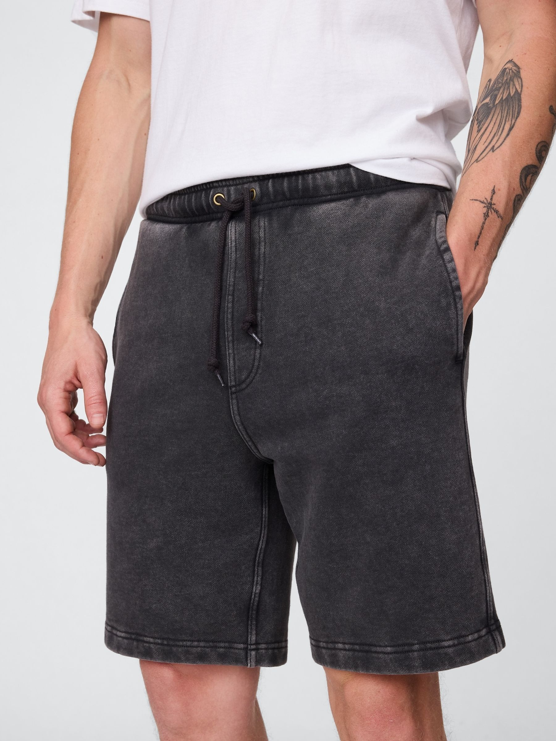 Washed Black Relaxed Sweat Shorts - Image 4 of 5