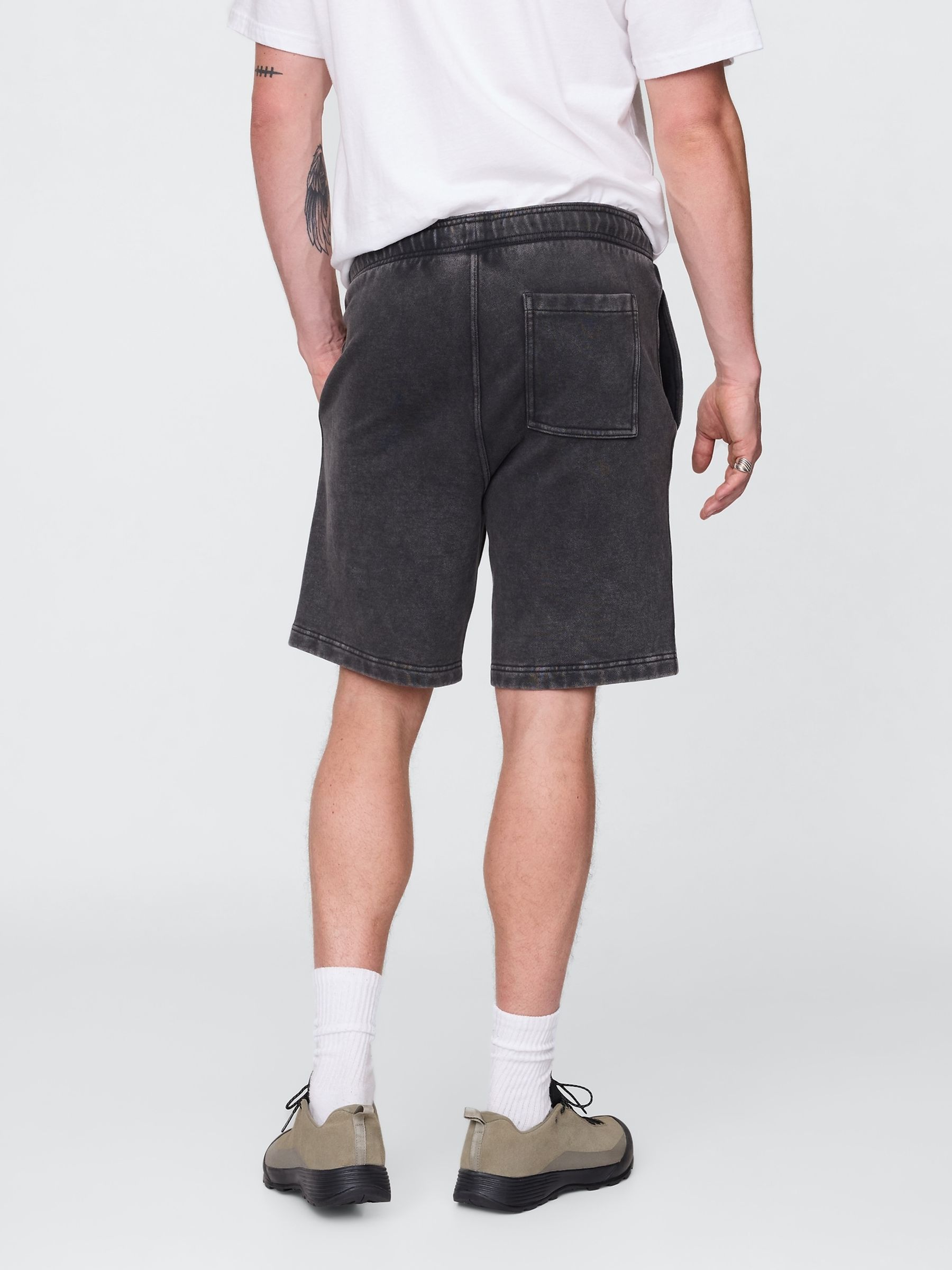 Washed Black Relaxed Sweat Shorts - Image 5 of 5
