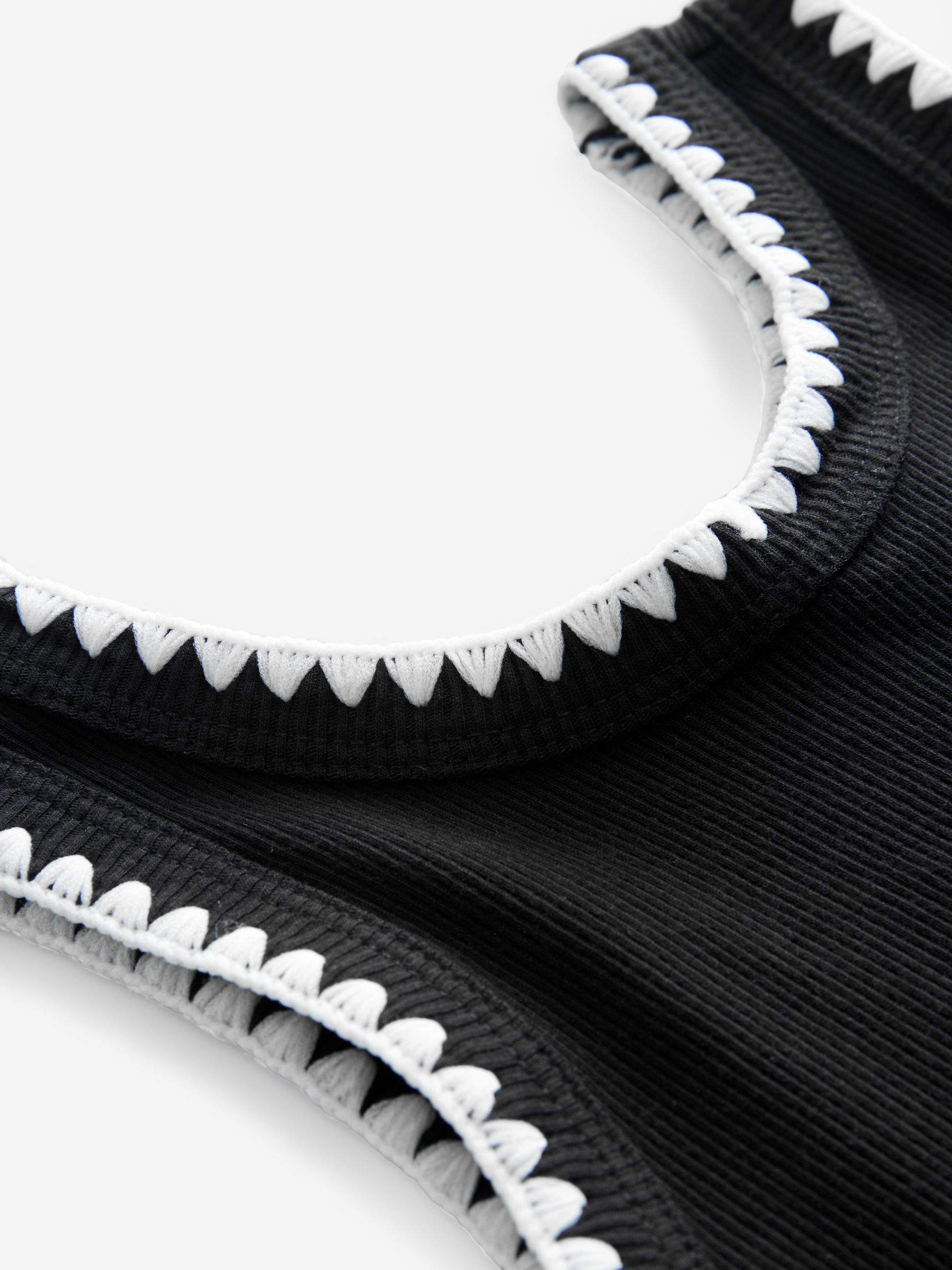 Black/White Cotton Ribbed Sleeveless Vest Top (4-13yrs) - Image 3 of 4