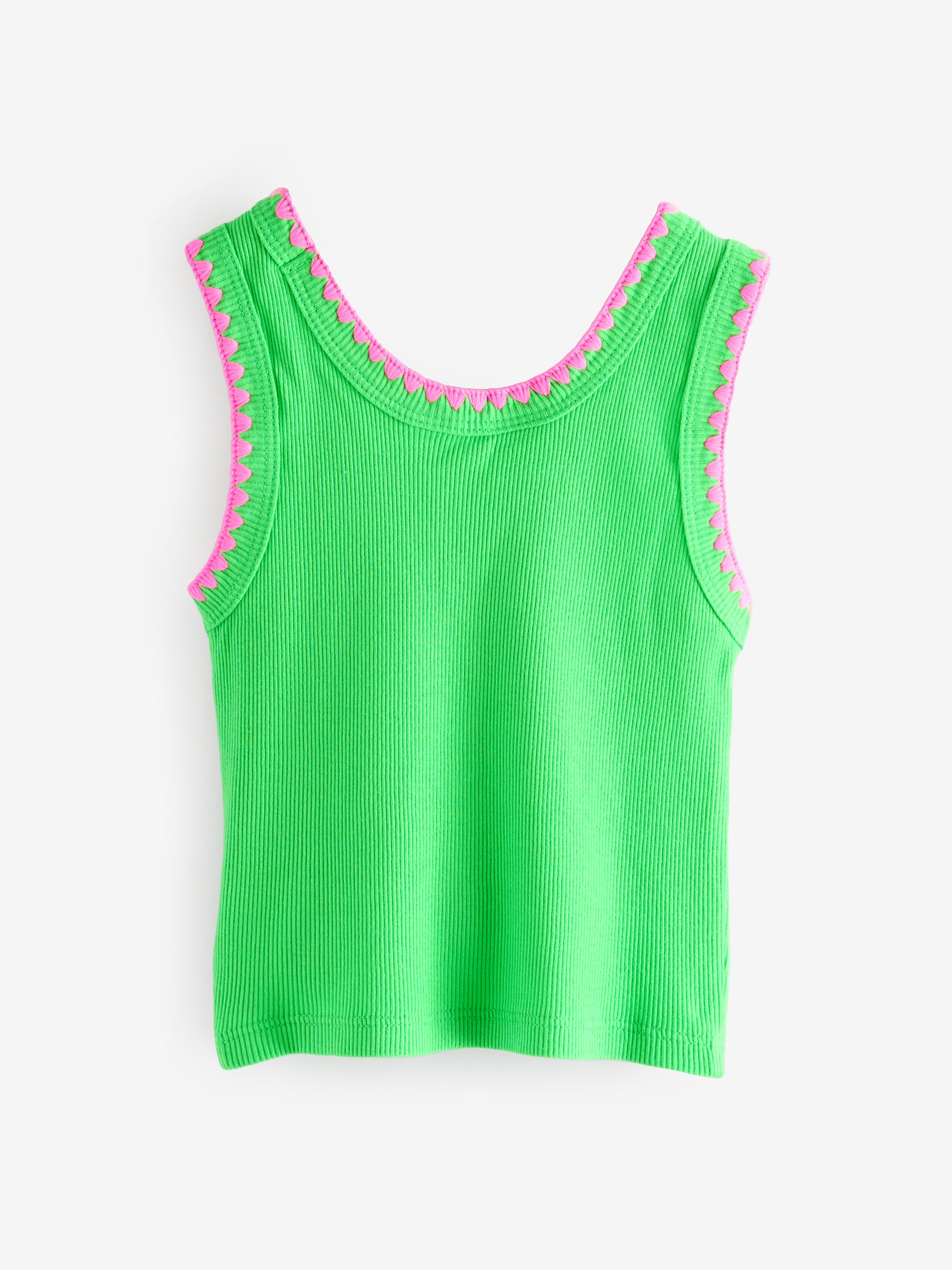 Green Cotton Ribbed Sleeveless Vest Top (4-13yrs) - Image 2 of 4