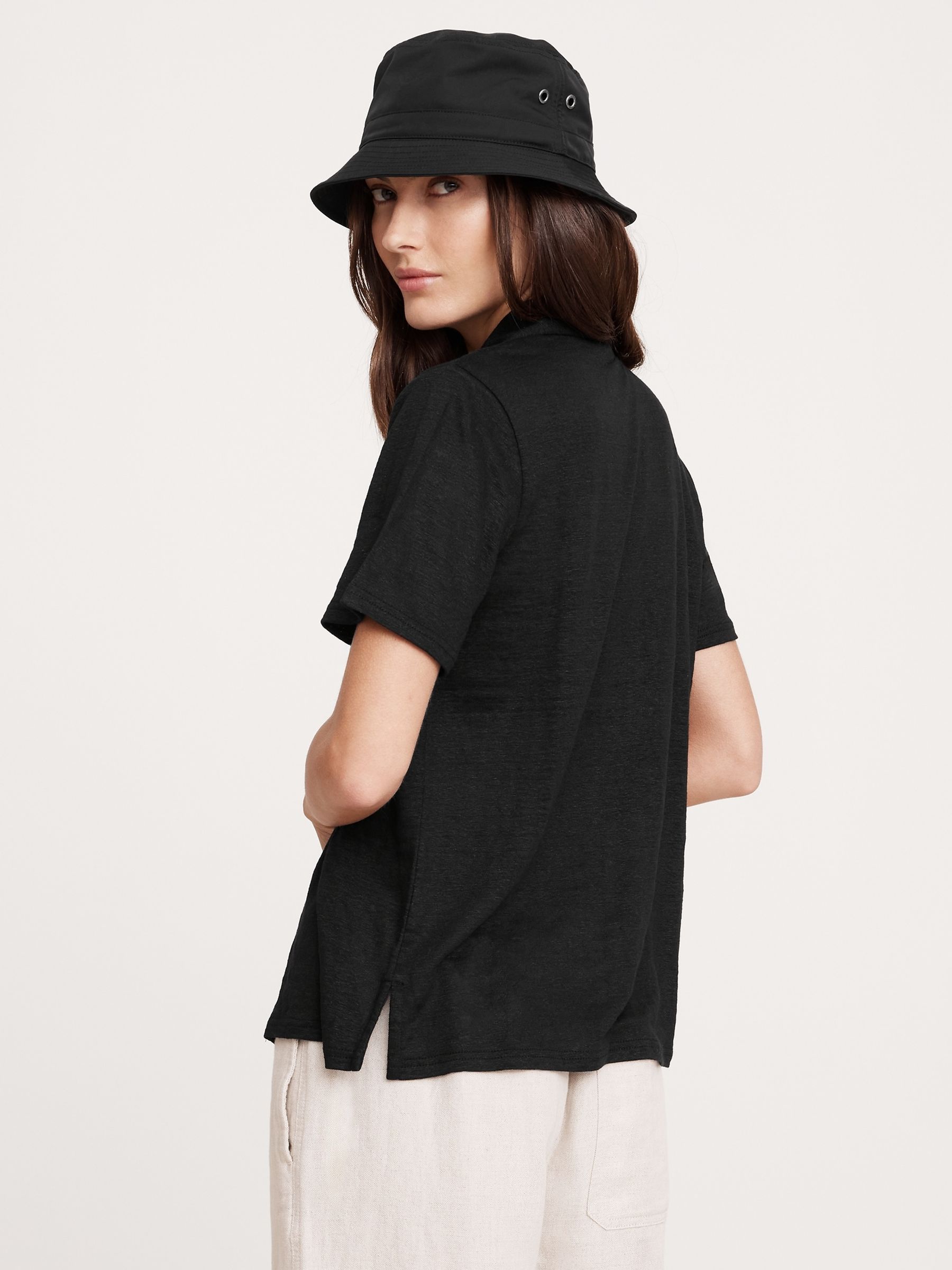Banana Republic Black Linen Resort Shirt - Image 2 of 4