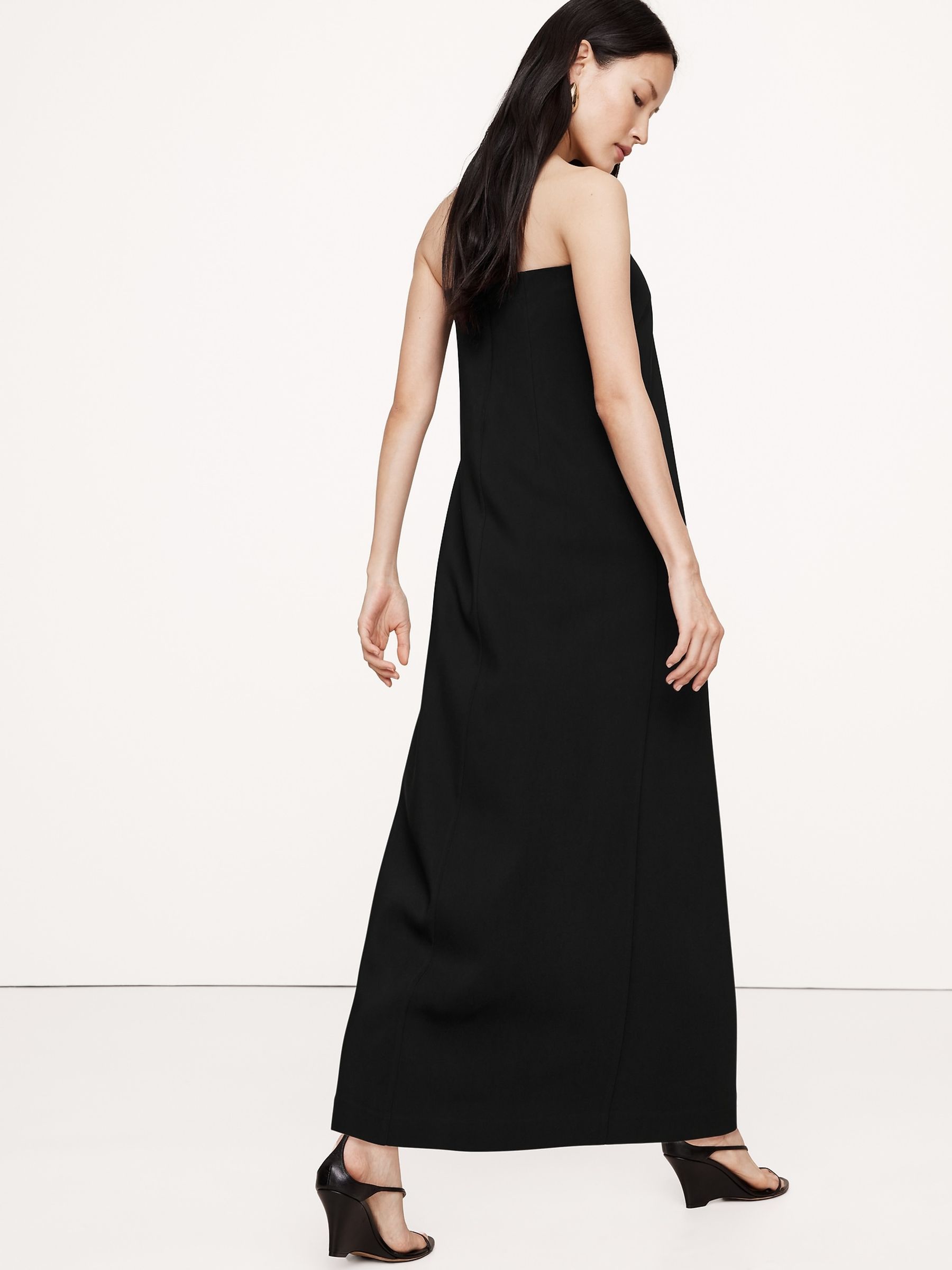 banana republic black strapless dress Stretch-Crepe Long Midi SELECT SIZE:L 26 Tall body length NECKLINE_Halter Ripley Rader Backless Turtleneck