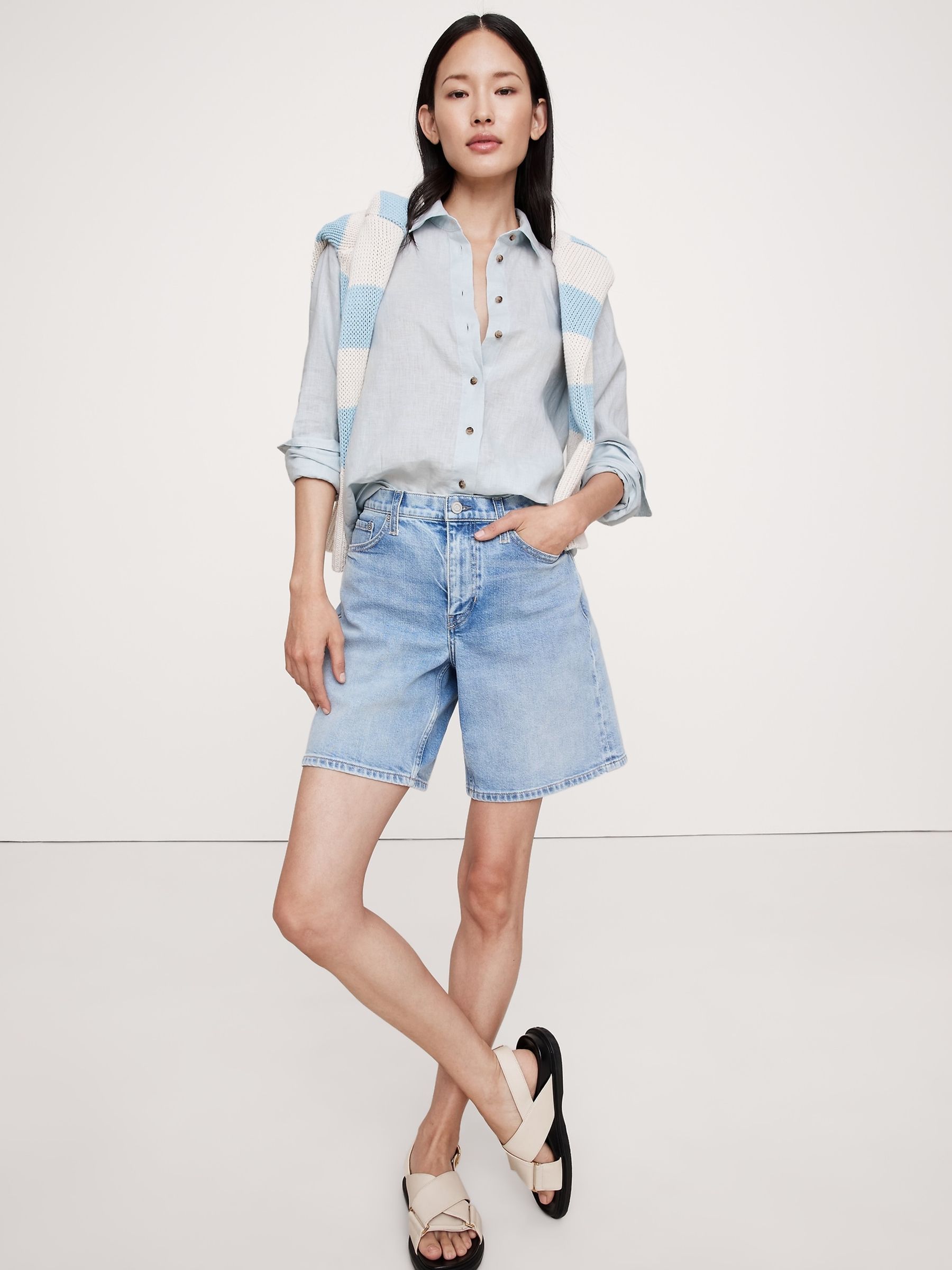 Banana Republic Light Blue Everyday 100% Linen Shirt - Image 1 of 1