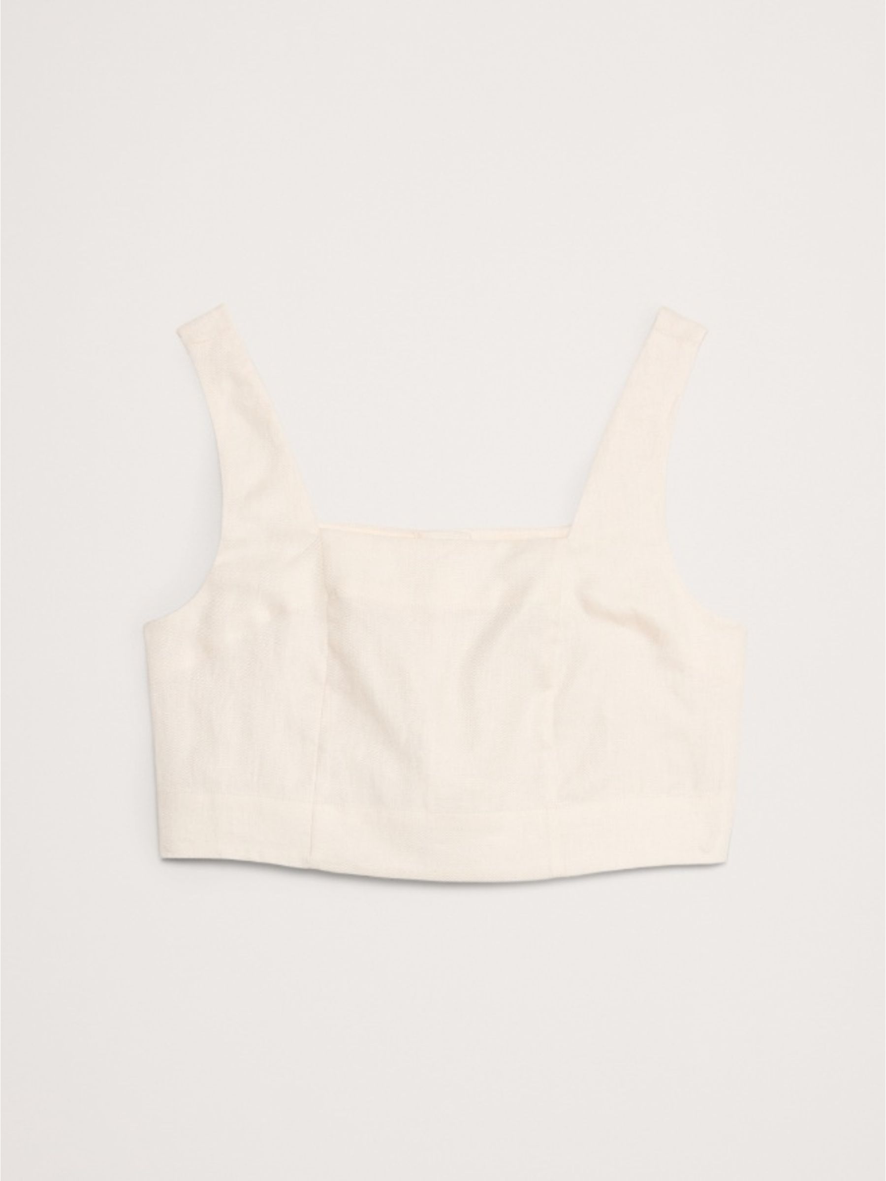 Banana Republic White Linen Square-Neck Cropped Tank Top - Image 4 of 4