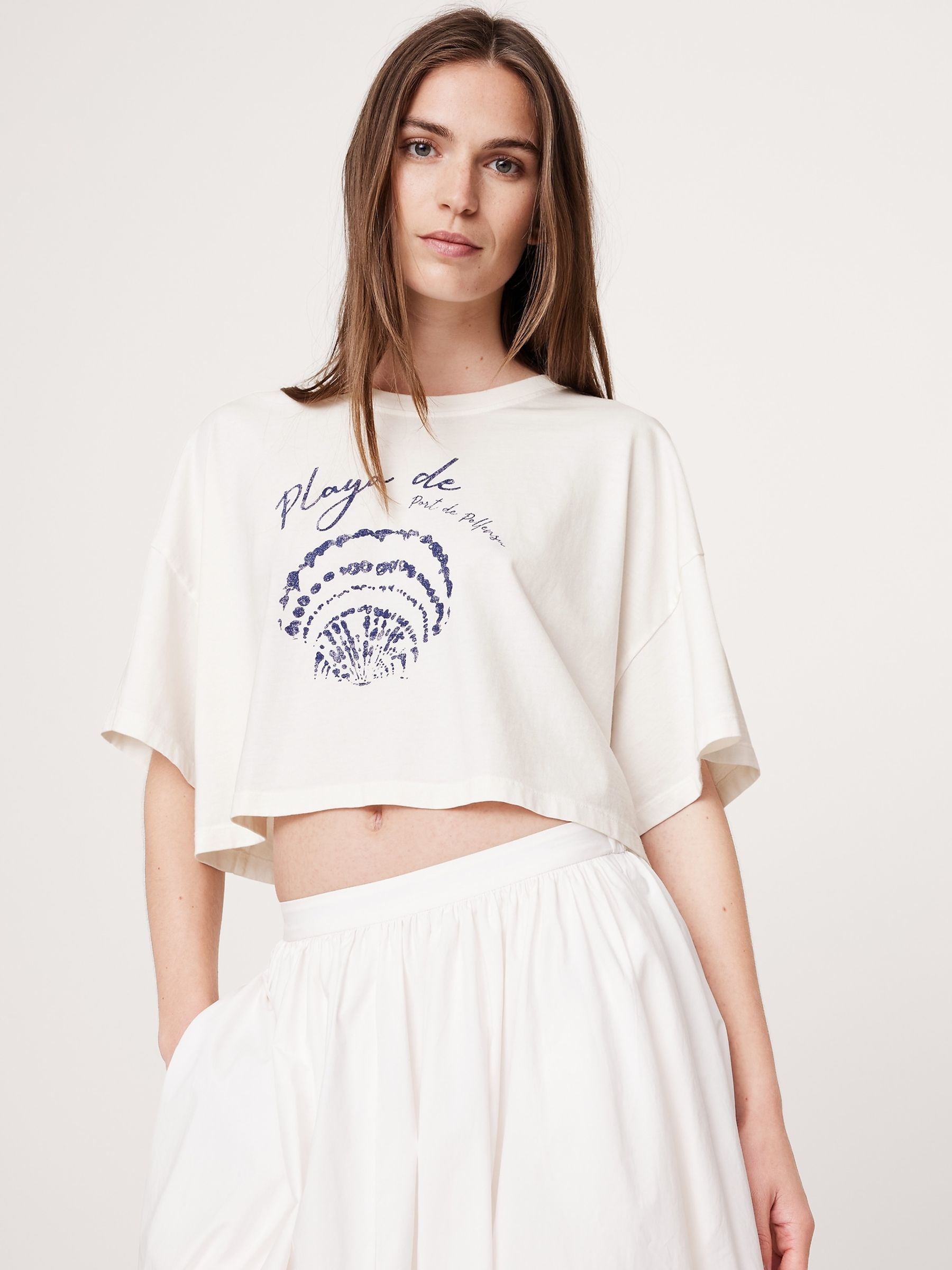 Banana Republic White Oversized Vintage Cotton Cropped T-Shirt - Image 1 of 1