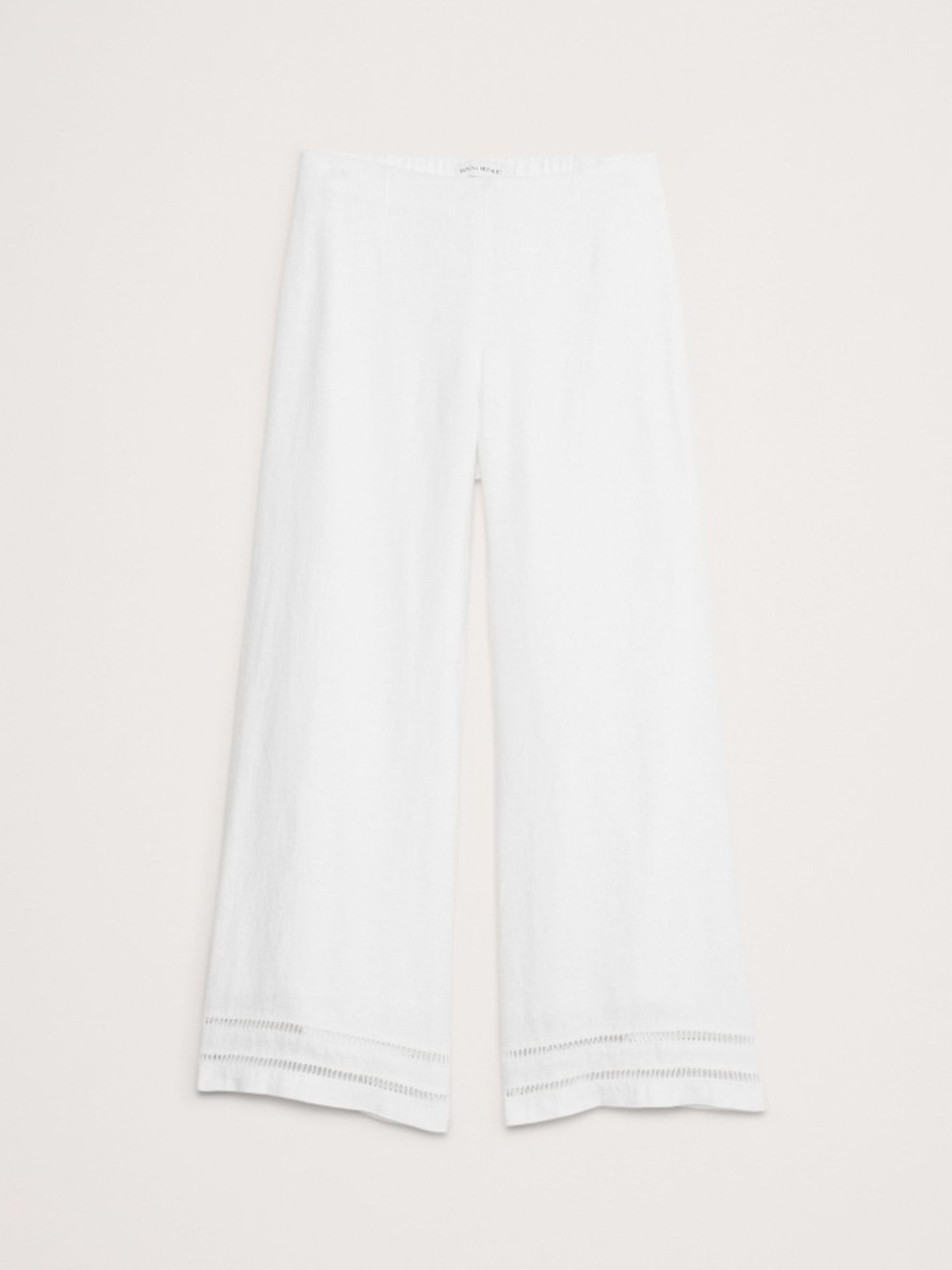 Banana Republic White 100% Linen Mid-Rise Lace-Trim Ankle Trousers - Image 4 of 4
